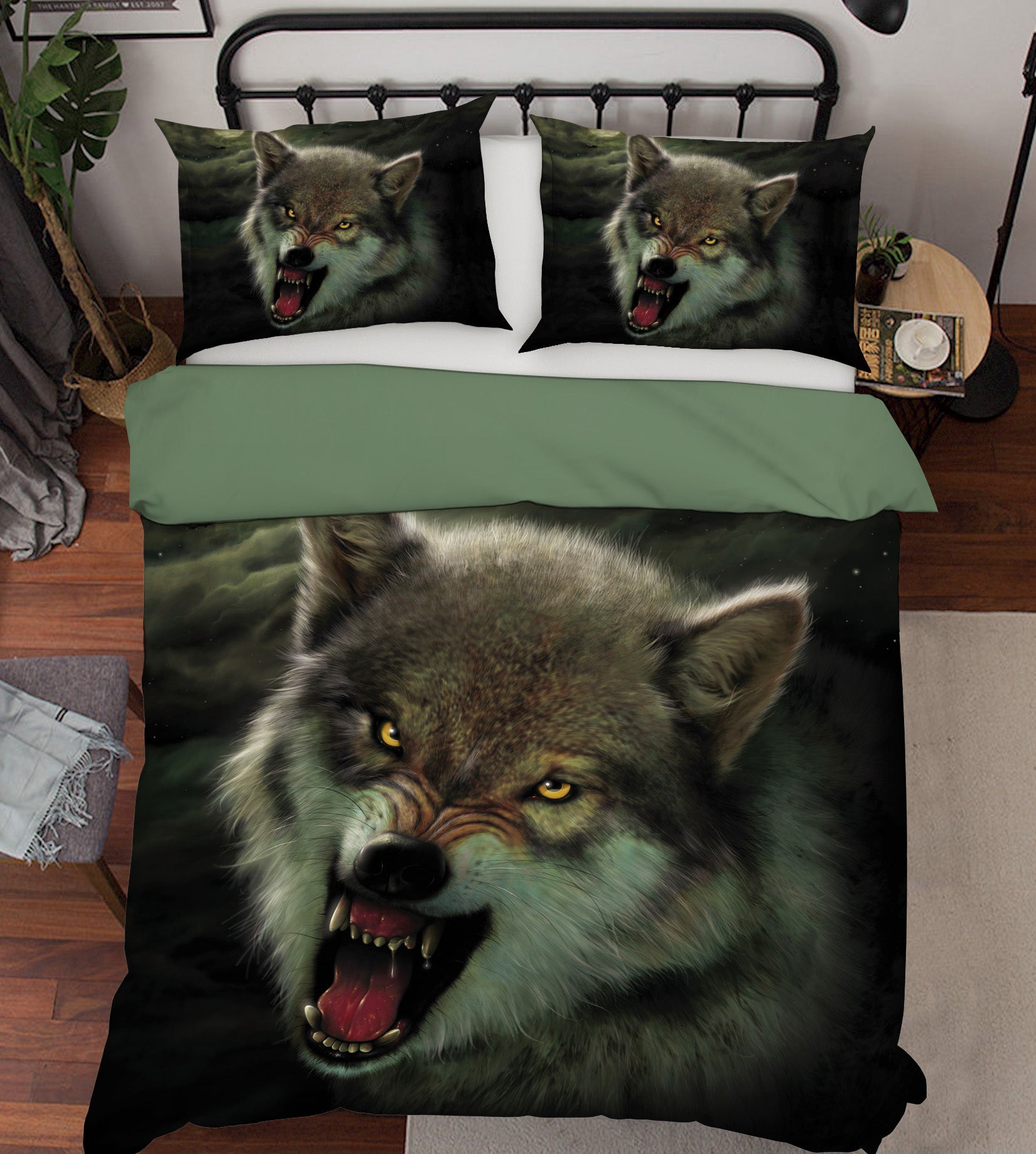 3D Moon Wolf 064 Bed Pillowcases Quilt Exclusive Designer Vincent