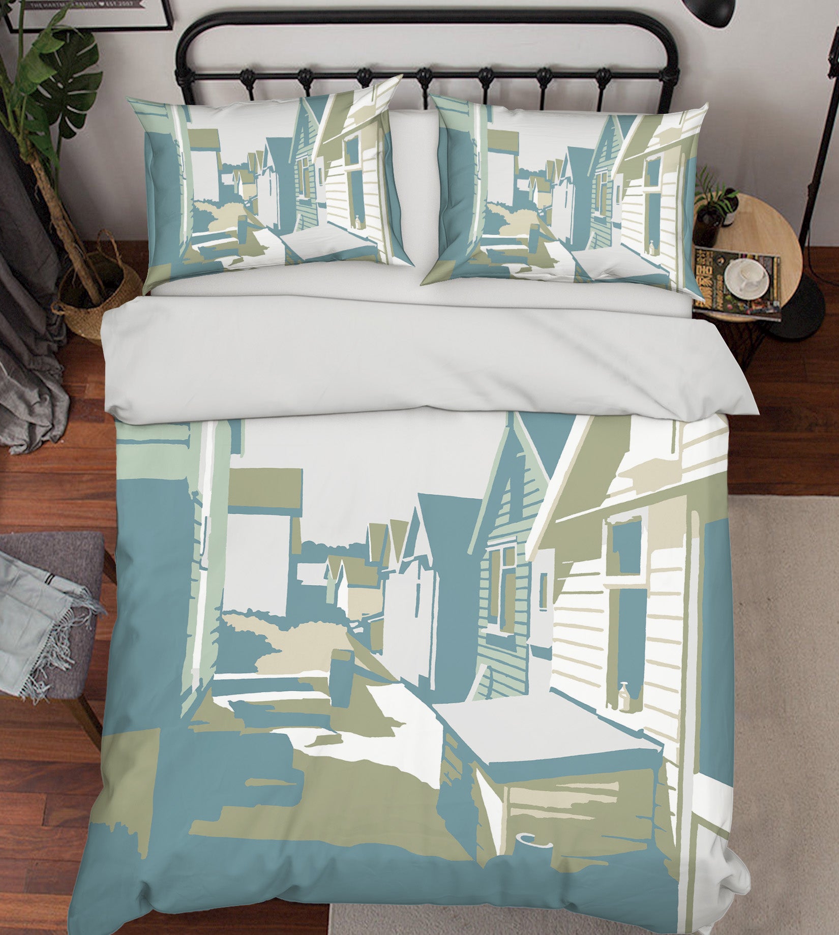 3D Mudeford Beach Huts 2029 Steve Read Bedding Bed Pillowcases Quilt