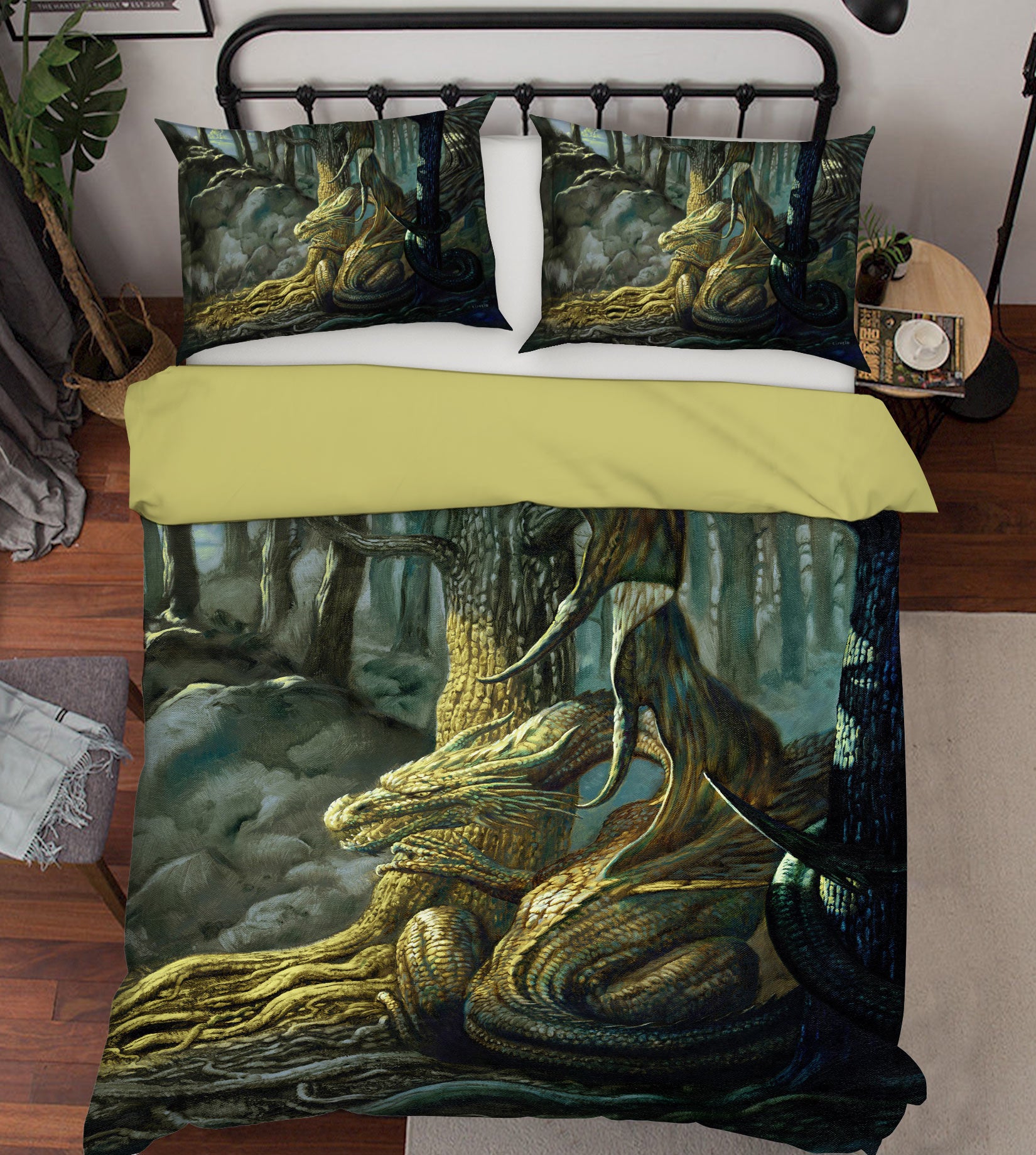 3D Forest Dragon 7013 Ciruelo Bedding Bed Pillowcases Quilt