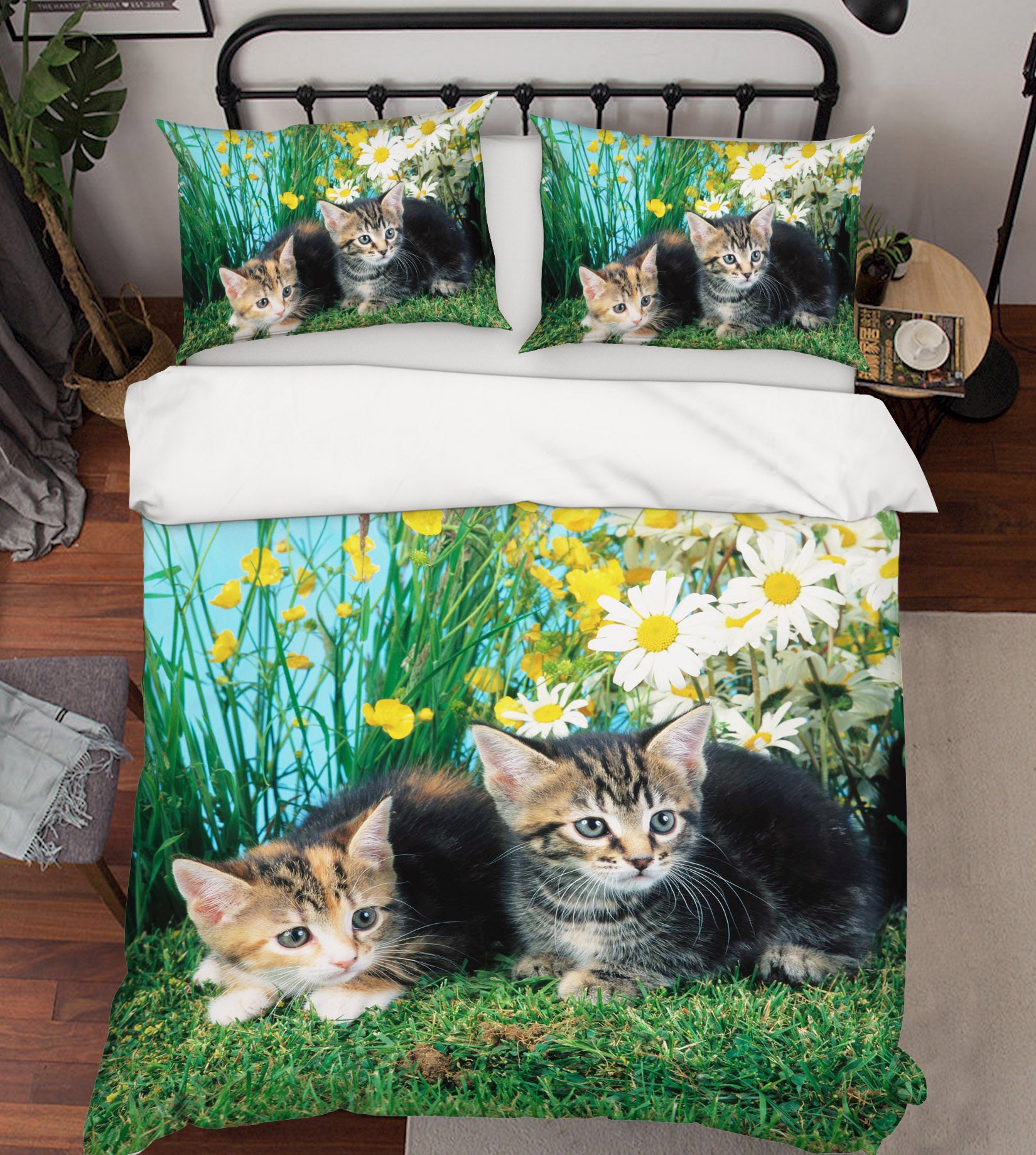 3D Cat Chrysanthemum 1902 Bed Pillowcases Quilt