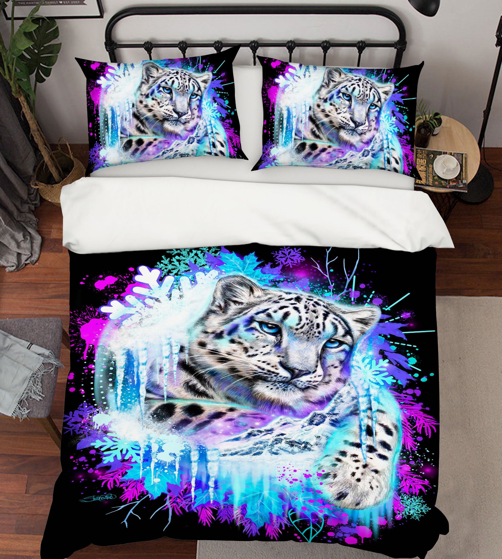 3D Snowflake Leopard 8608 Sheena Pike Bedding Bed Pillowcases Quilt Cover Duvet Cover