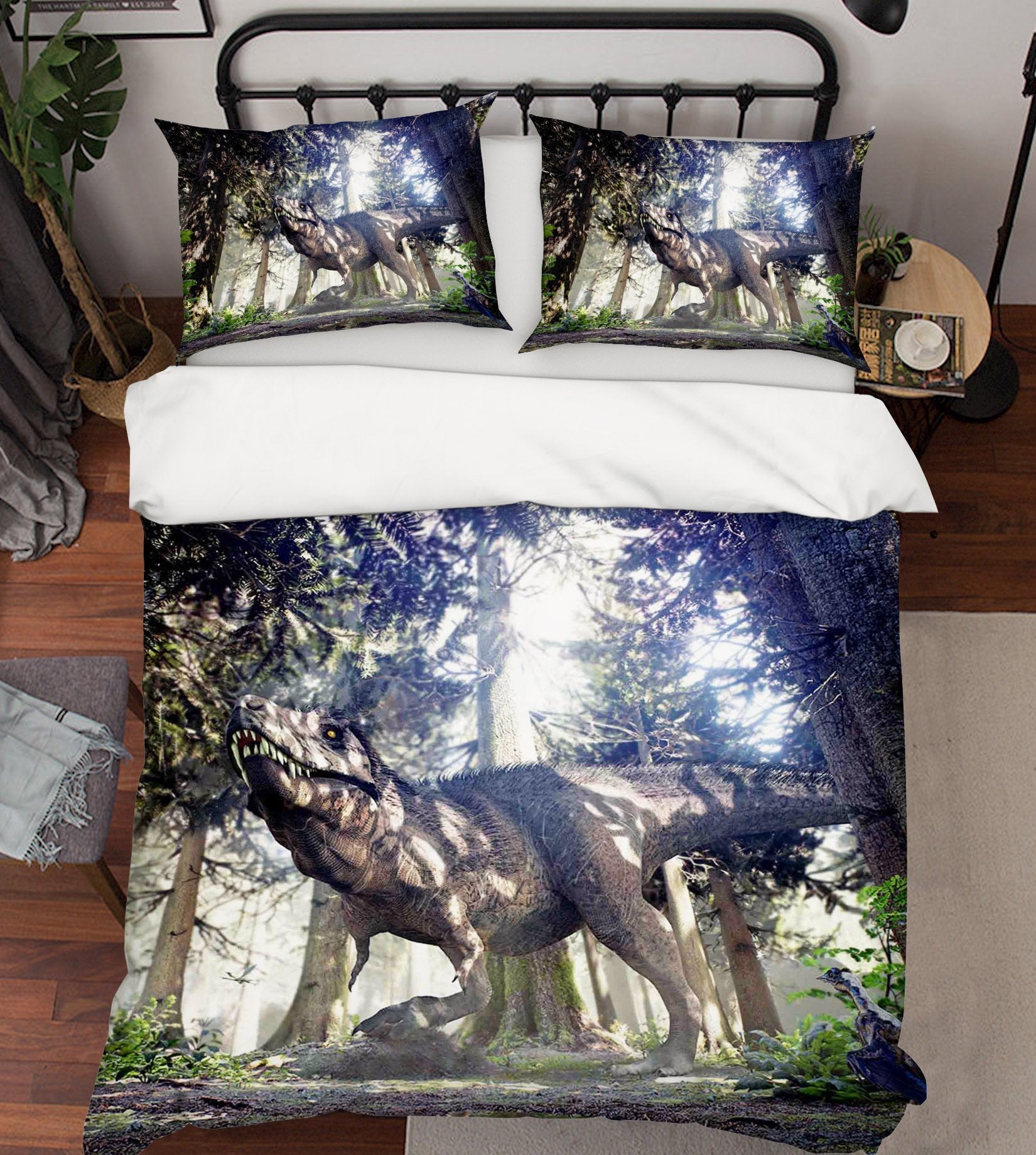 3D Woods Dinosaur 080 Bed Pillowcases Quilt Wallpaper AJ Wallpaper 