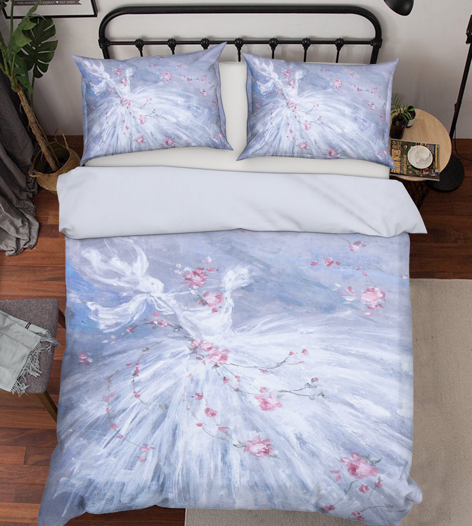 3D White Dress Petals 2084 Debi Coules Bedding Bed Pillowcases Quilt