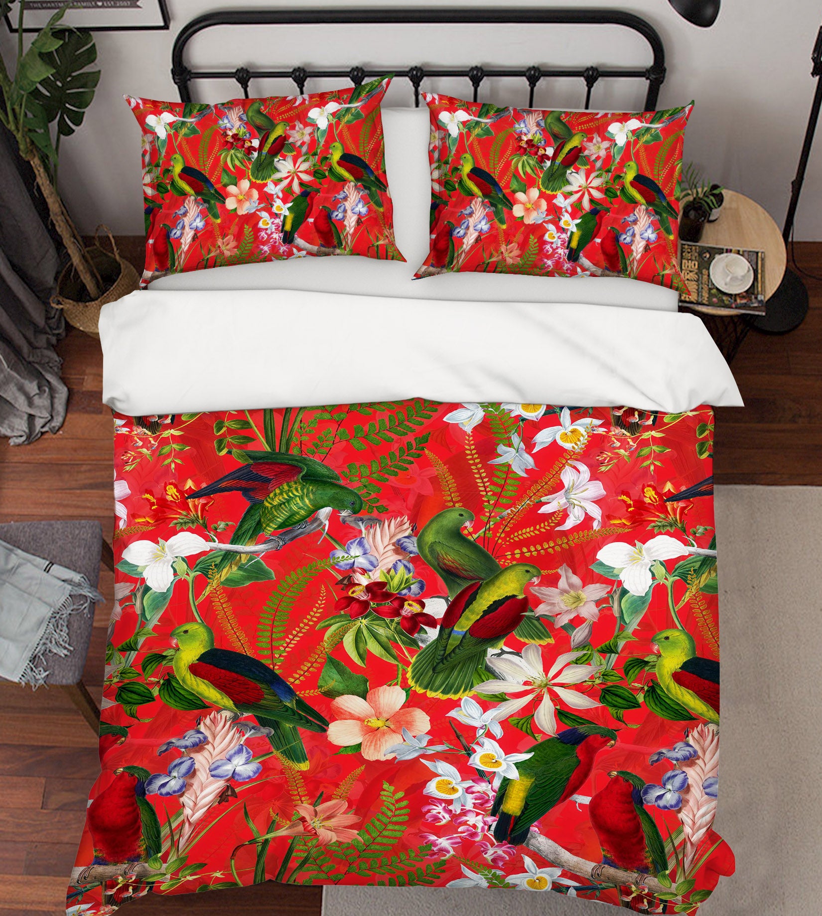 3D Green Bird Lily 125 Uta Naumann Bedding Bed Pillowcases Quilt