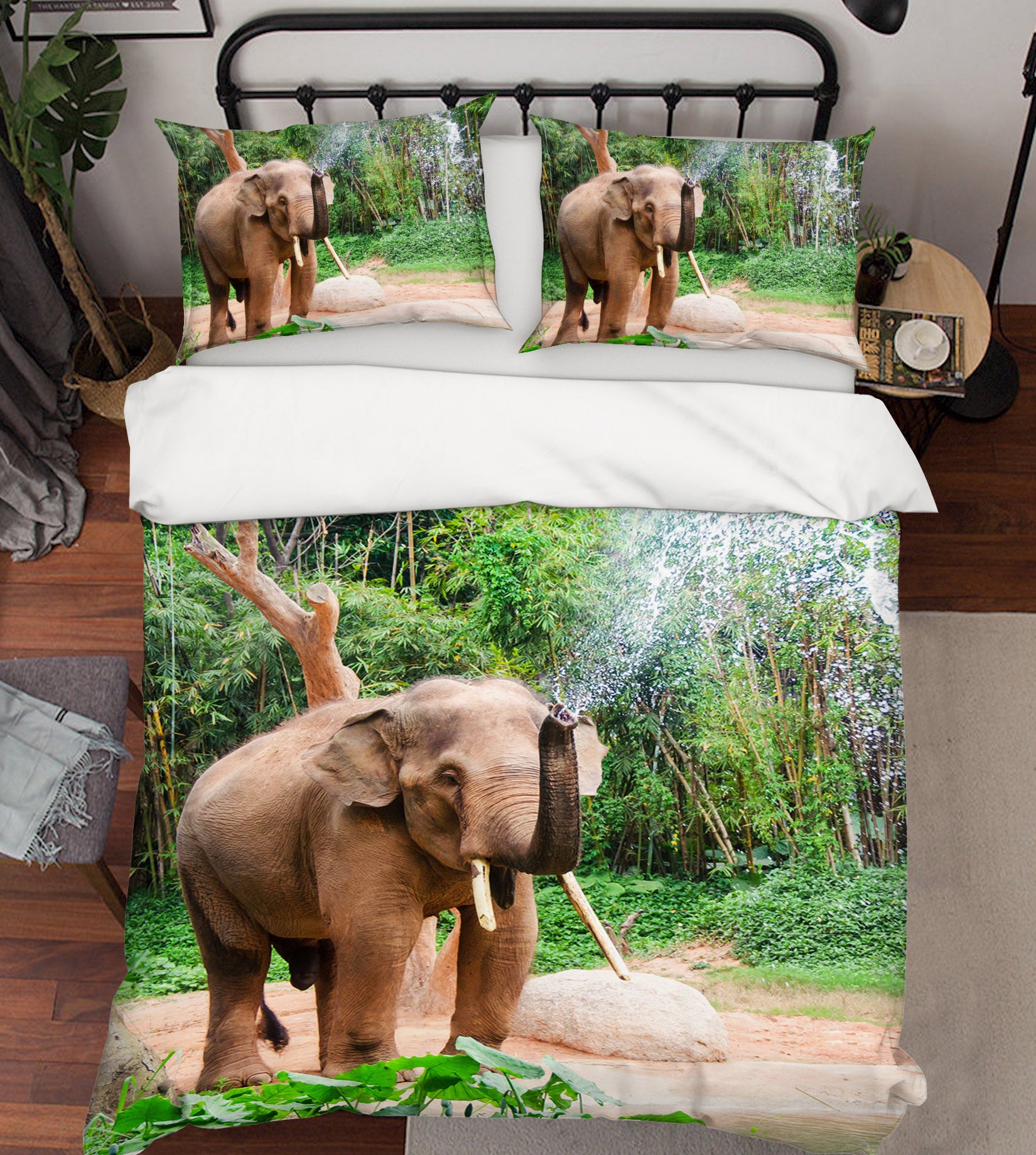 3D Elephant Forest 107 Bed Pillowcases Quilt