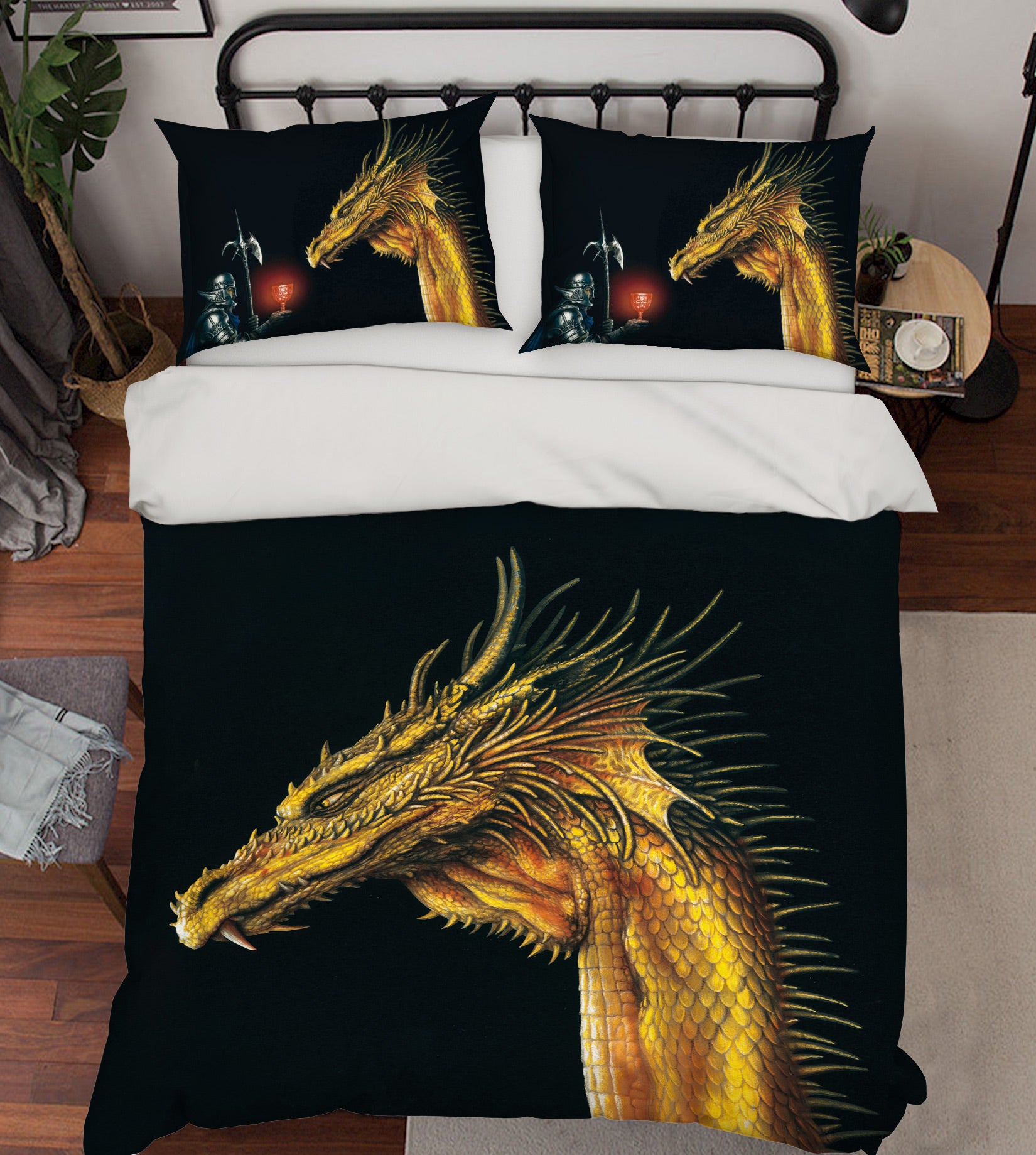3D Golden Dragon 6172 Ciruelo Bedding Bed Pillowcases Quilt