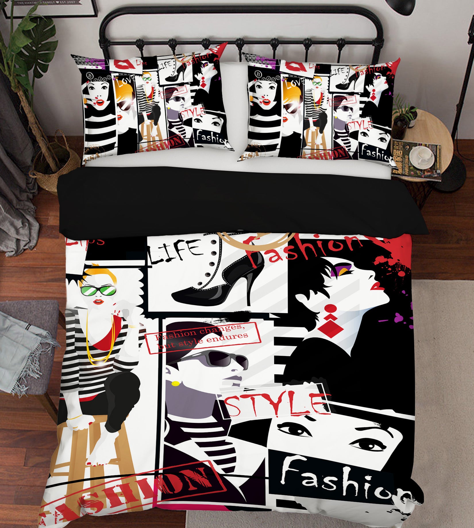 3D Black Poster 045 Bed Pillowcases Quilt