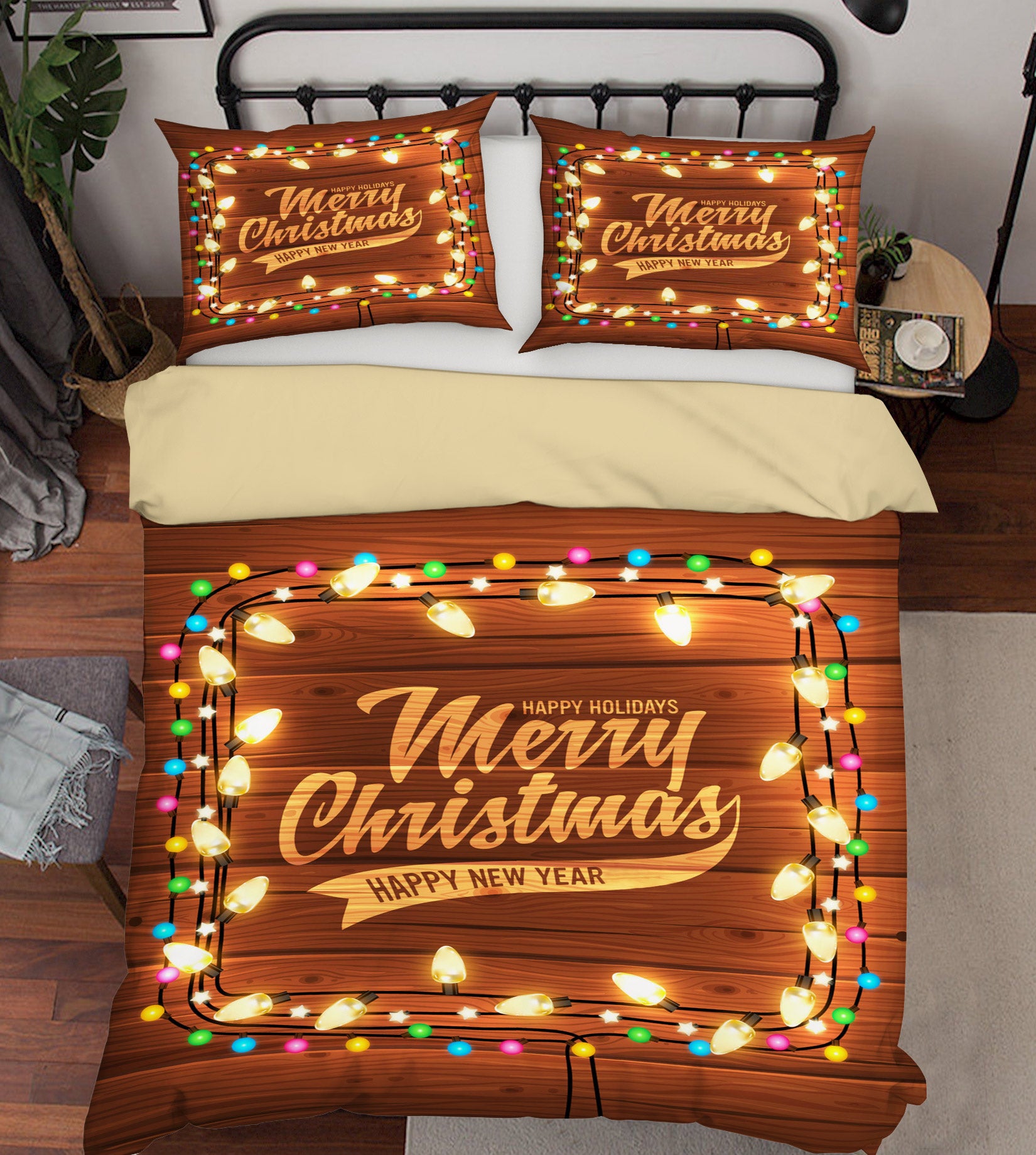 3D String Lights 52126 Christmas Quilt Duvet Cover Xmas Bed Pillowcases