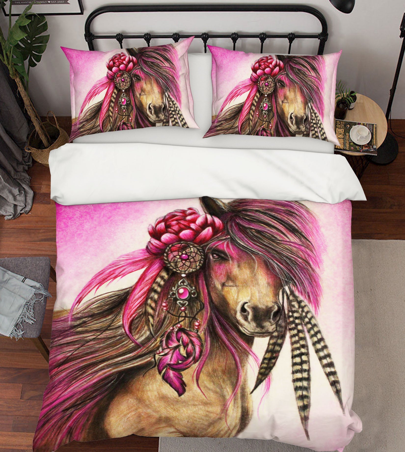 3D Horse Feather 8570 Sheena Pike Bedding Bed Pillowcases Quilt Cover Duvet Cover