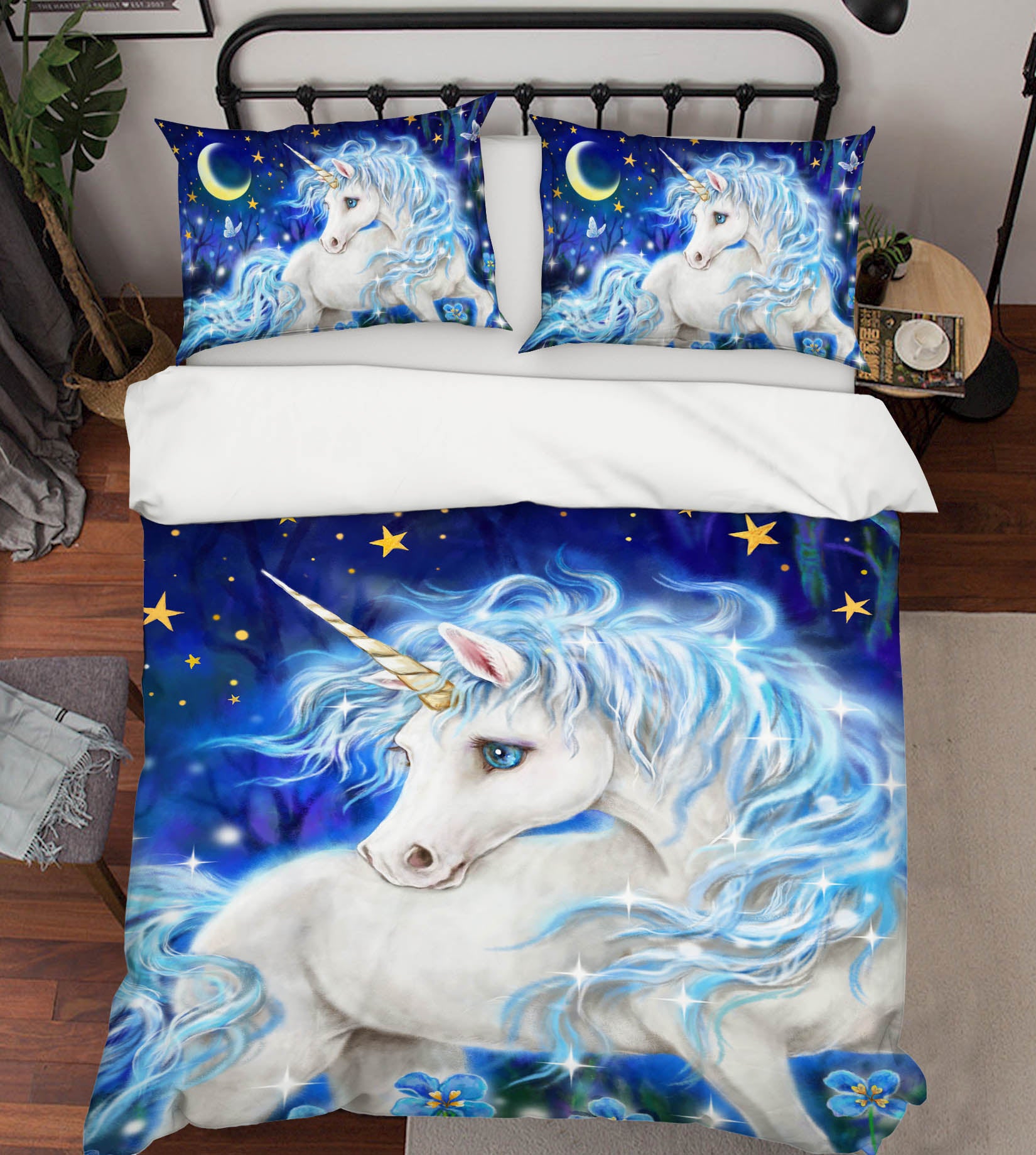3D Unicorn Moon Stars 5912 Kayomi Harai Bedding Bed Pillowcases Quilt Cover Duvet Cover