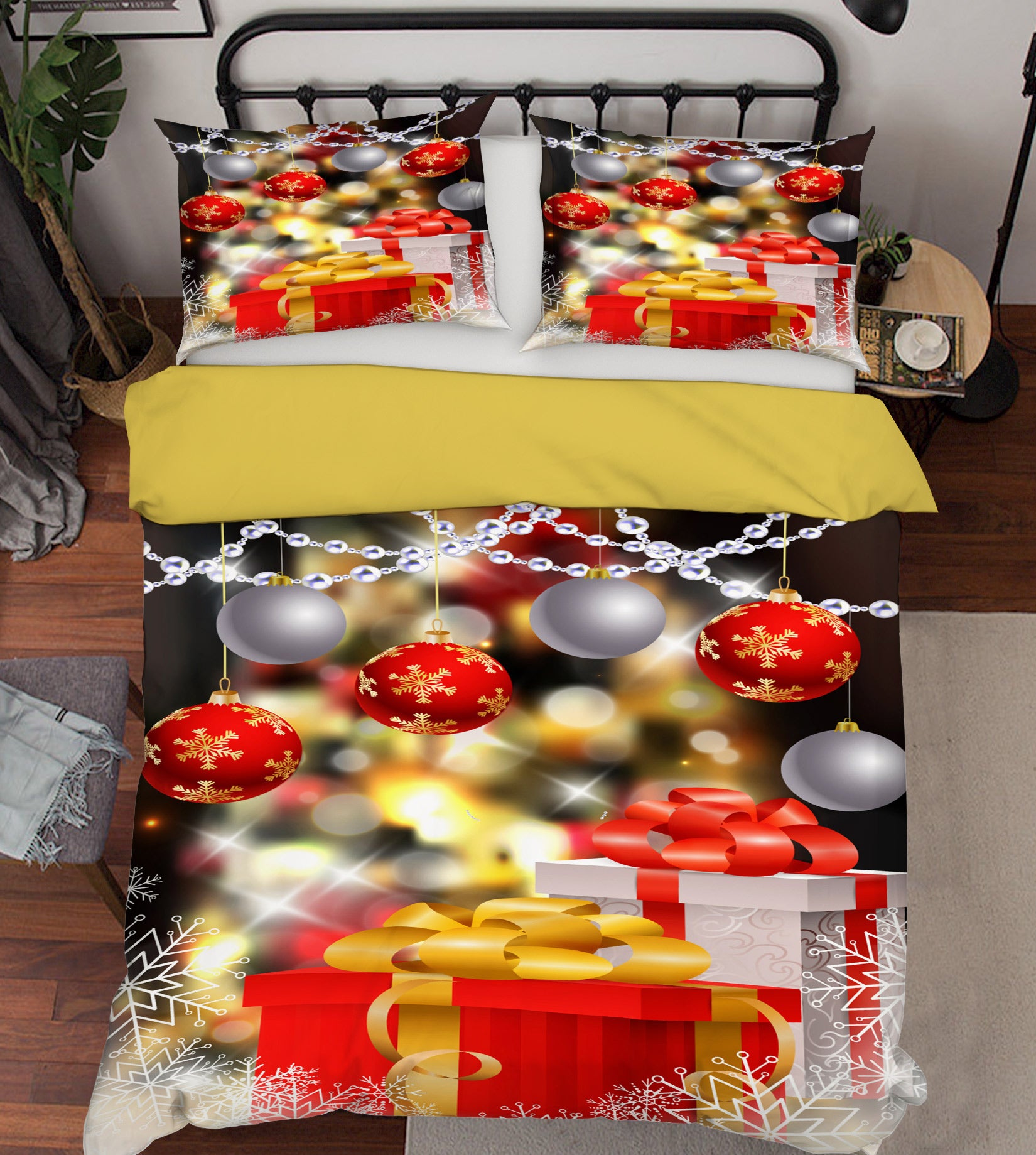 3D Gift Box Ball Pendant 52139 Christmas Quilt Duvet Cover Xmas Bed Pillowcases