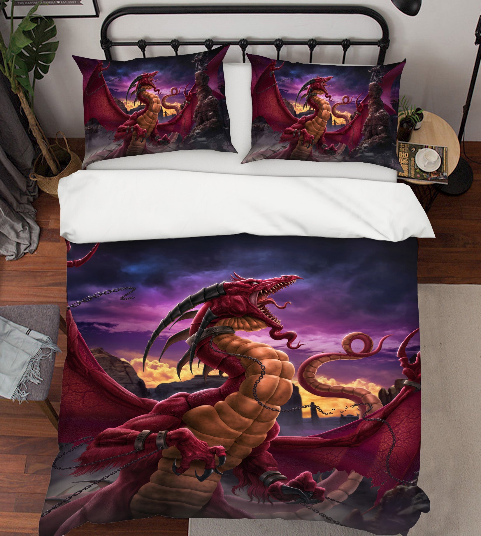 3D Dragon Purple 4062 Tom Wood Bedding Bed Pillowcases Quilt