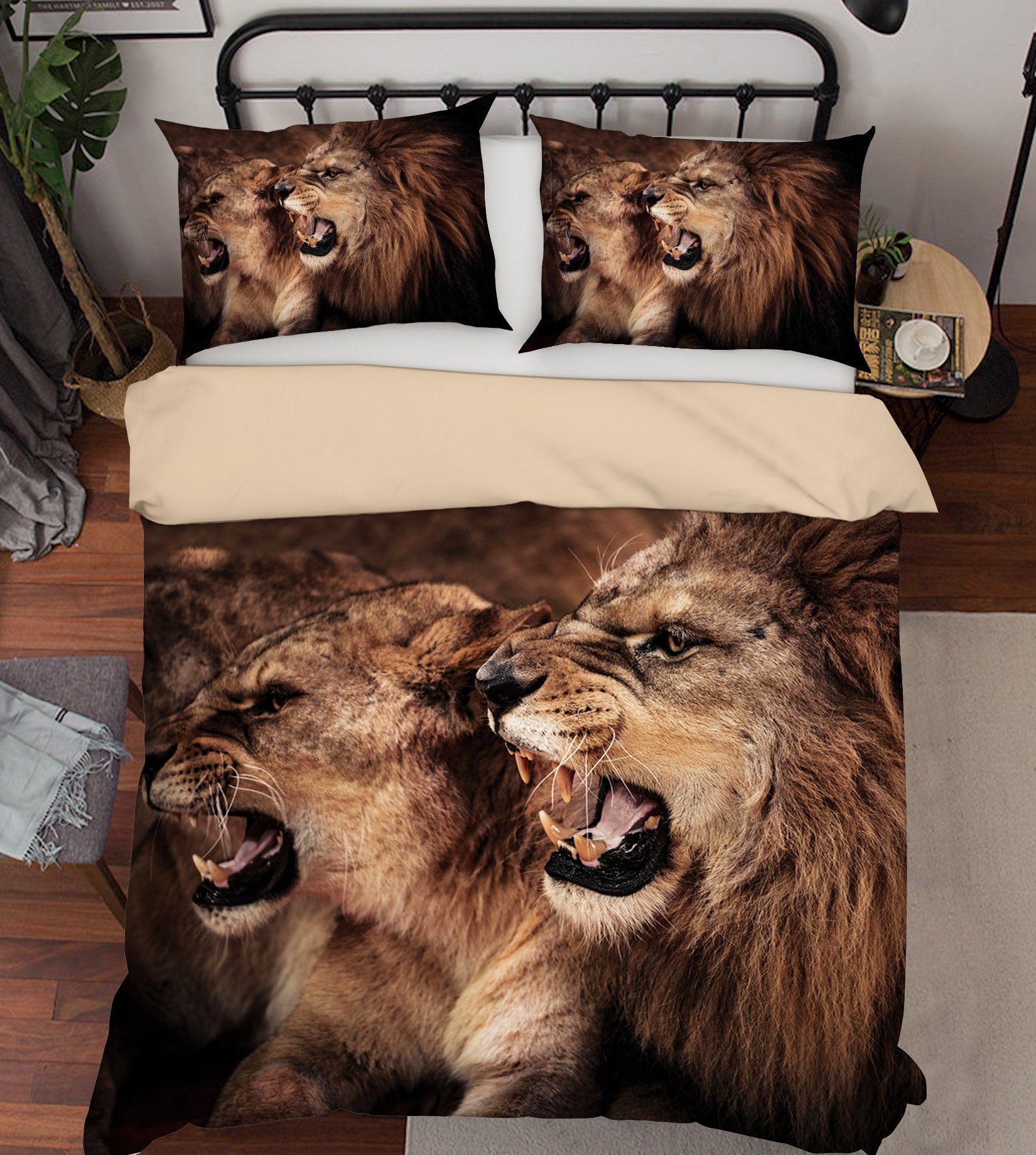 3D Fangs Lion 087 Bed Pillowcases Quilt