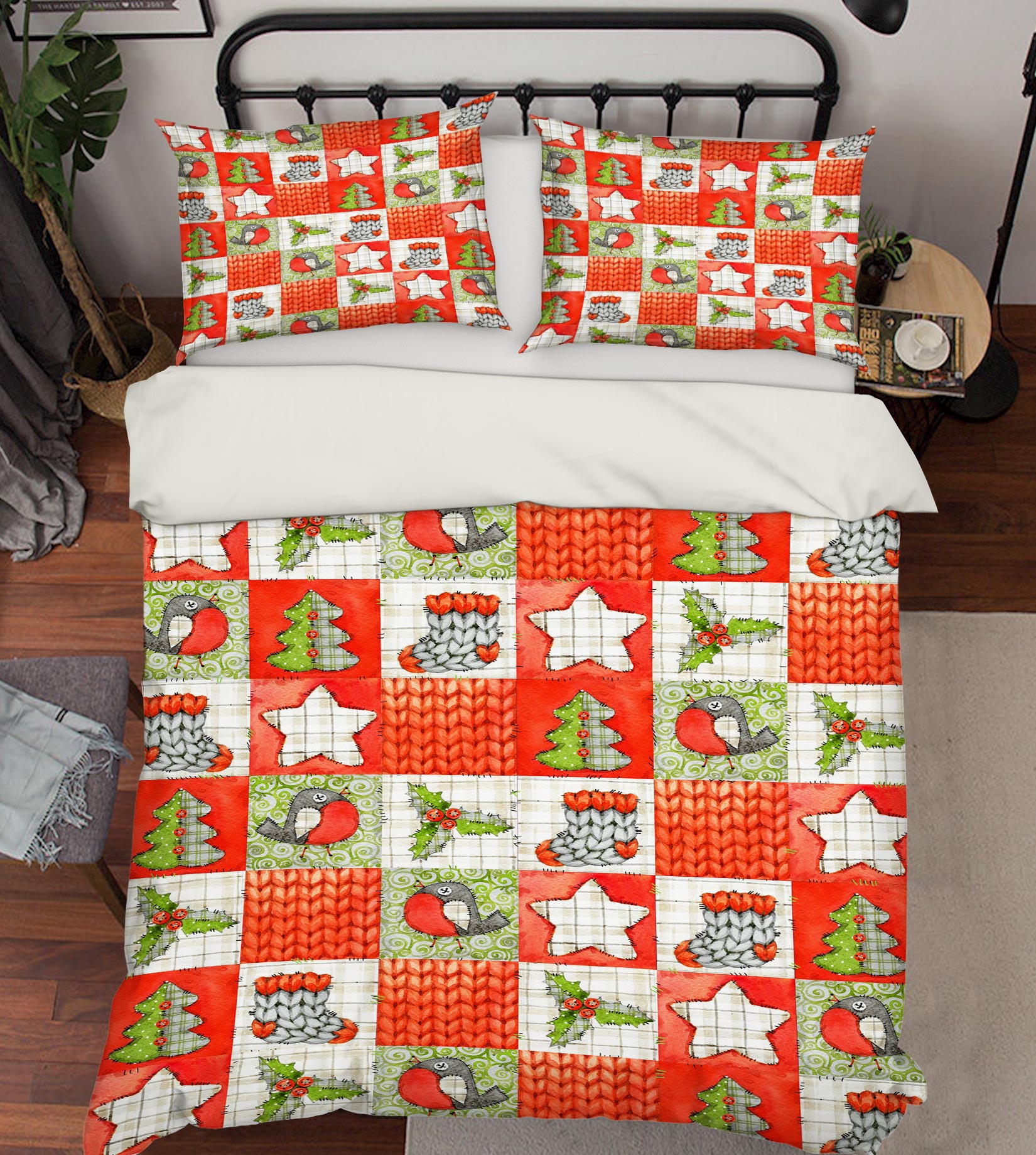 3D Tree Sock Checkered Pattern 52135 Christmas Quilt Duvet Cover Xmas Bed Pillowcases