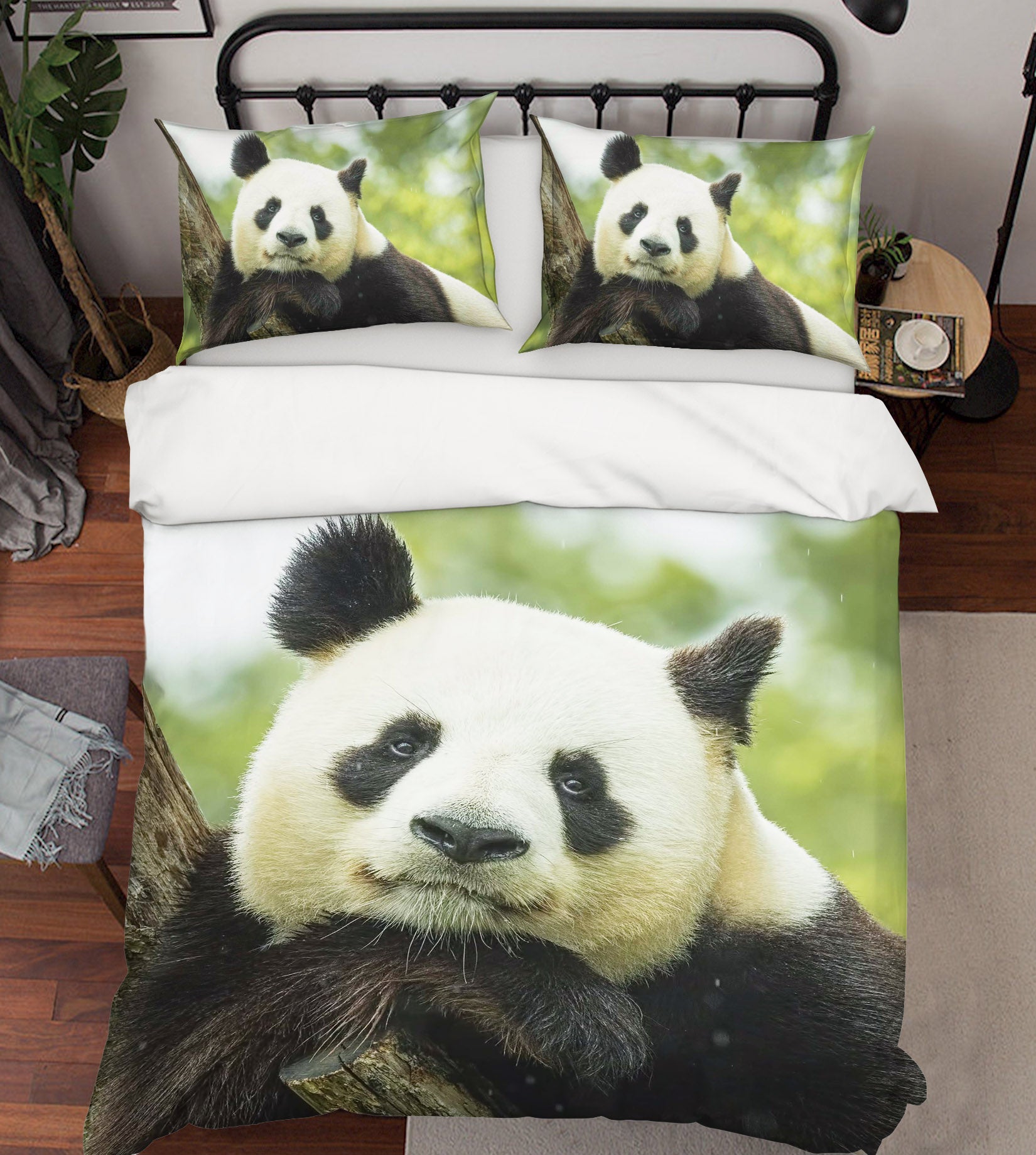 3D Panda Stump 090 Bed Pillowcases Quilt