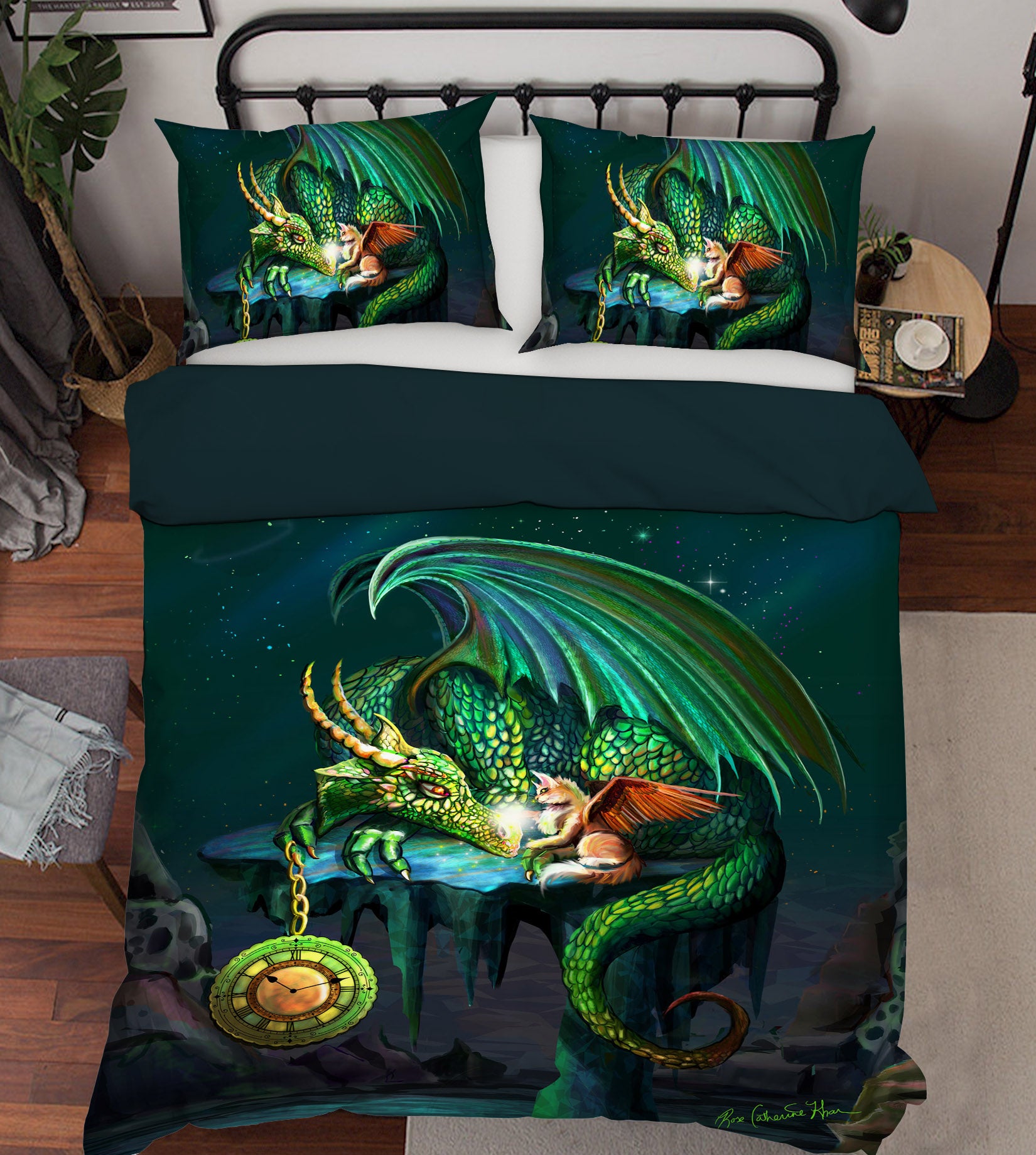 3D Flying Dragon 126 Rose Catherine Khan Bedding Bed Pillowcases Quilt