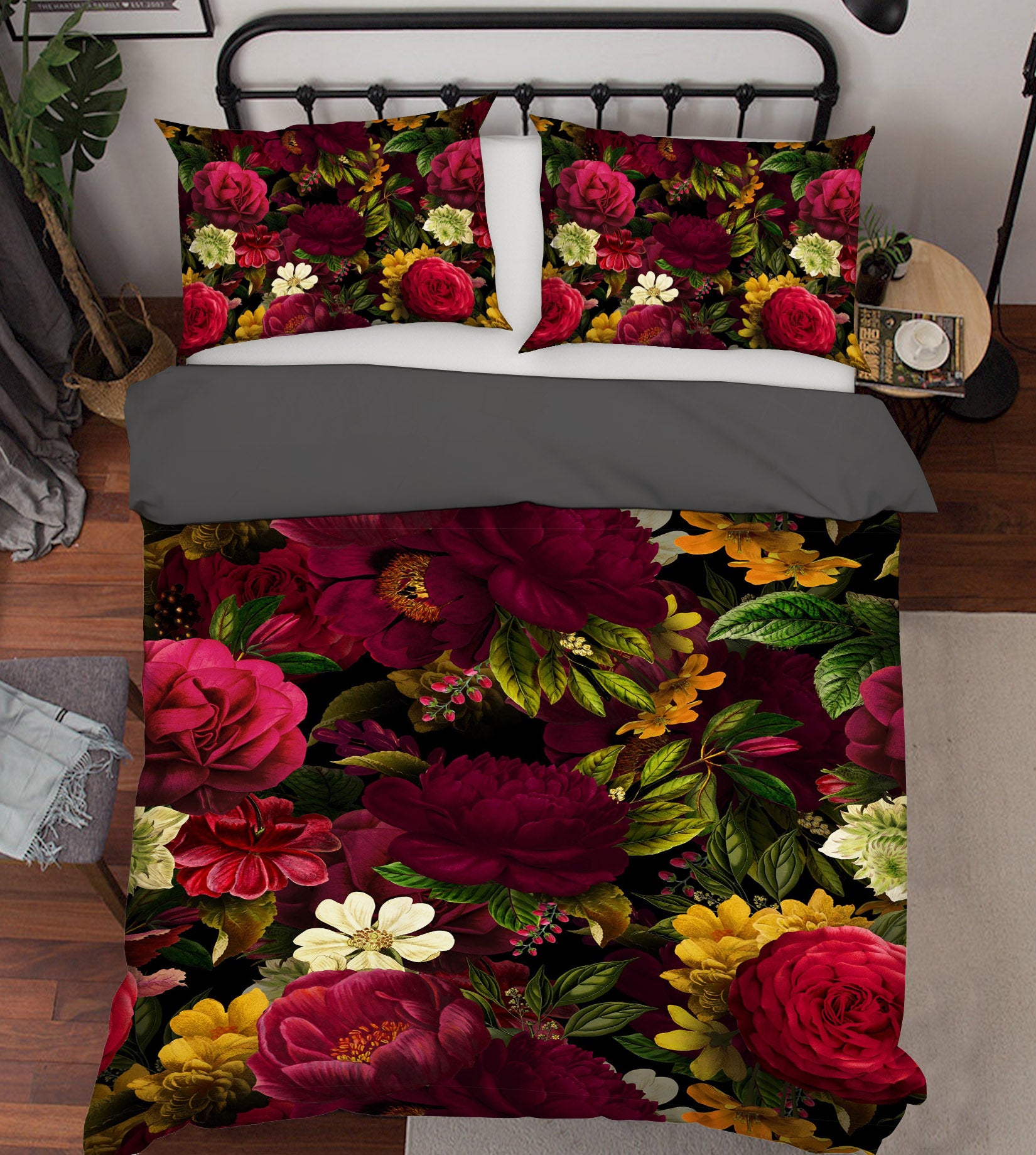 3D Dark Flower 018 Uta Naumann Bedding Bed Pillowcases Quilt