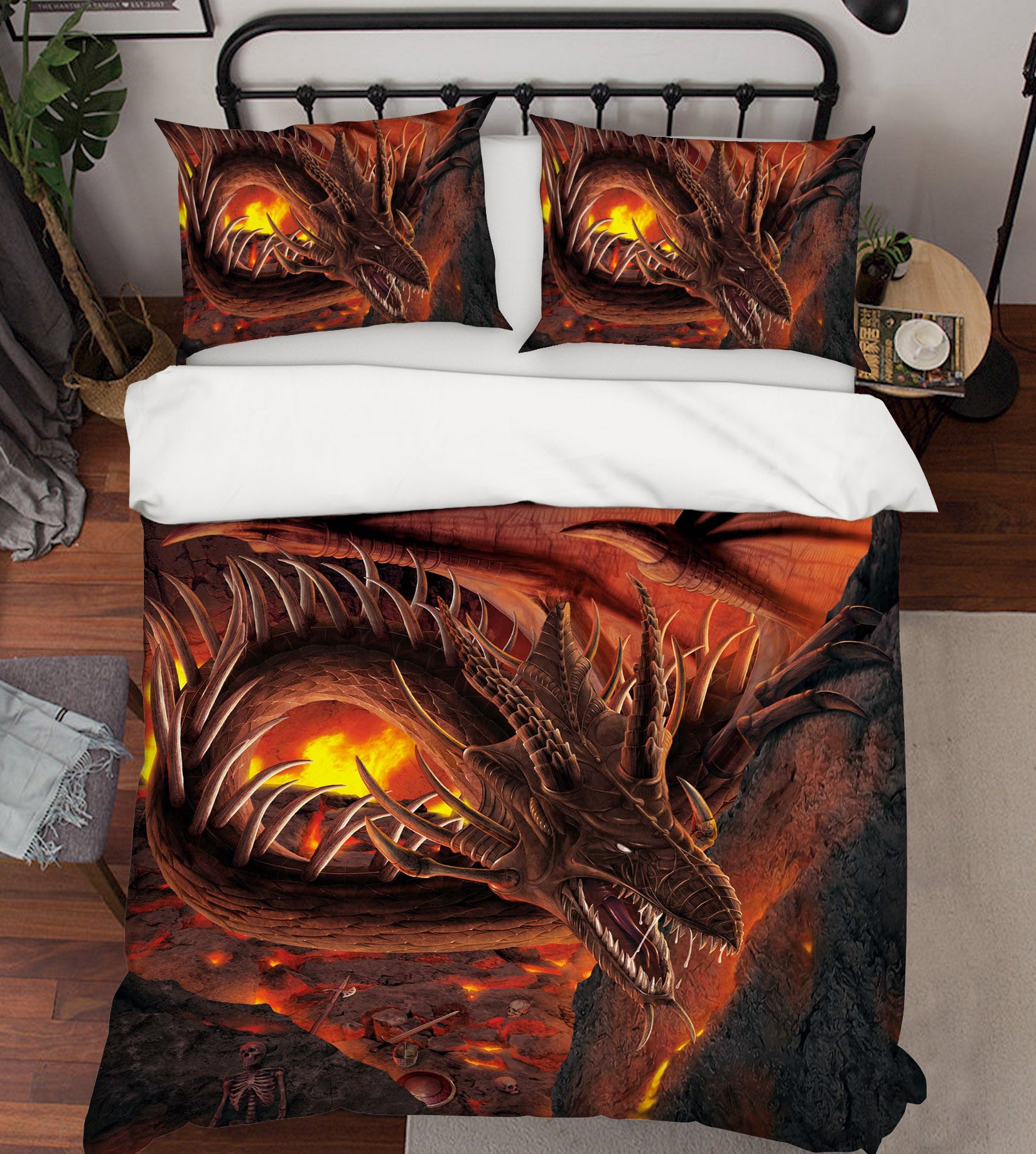 3D HellFire Dragon 050 Bed Pillowcases Quilt Exclusive Designer Vincent