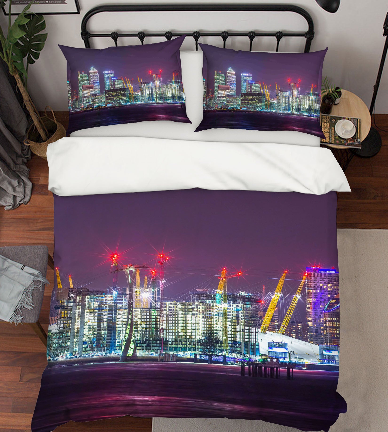 3D High-Rise Night Colored Lights 85135 Assaf Frank Bedding Bed Pillowcases Quilt