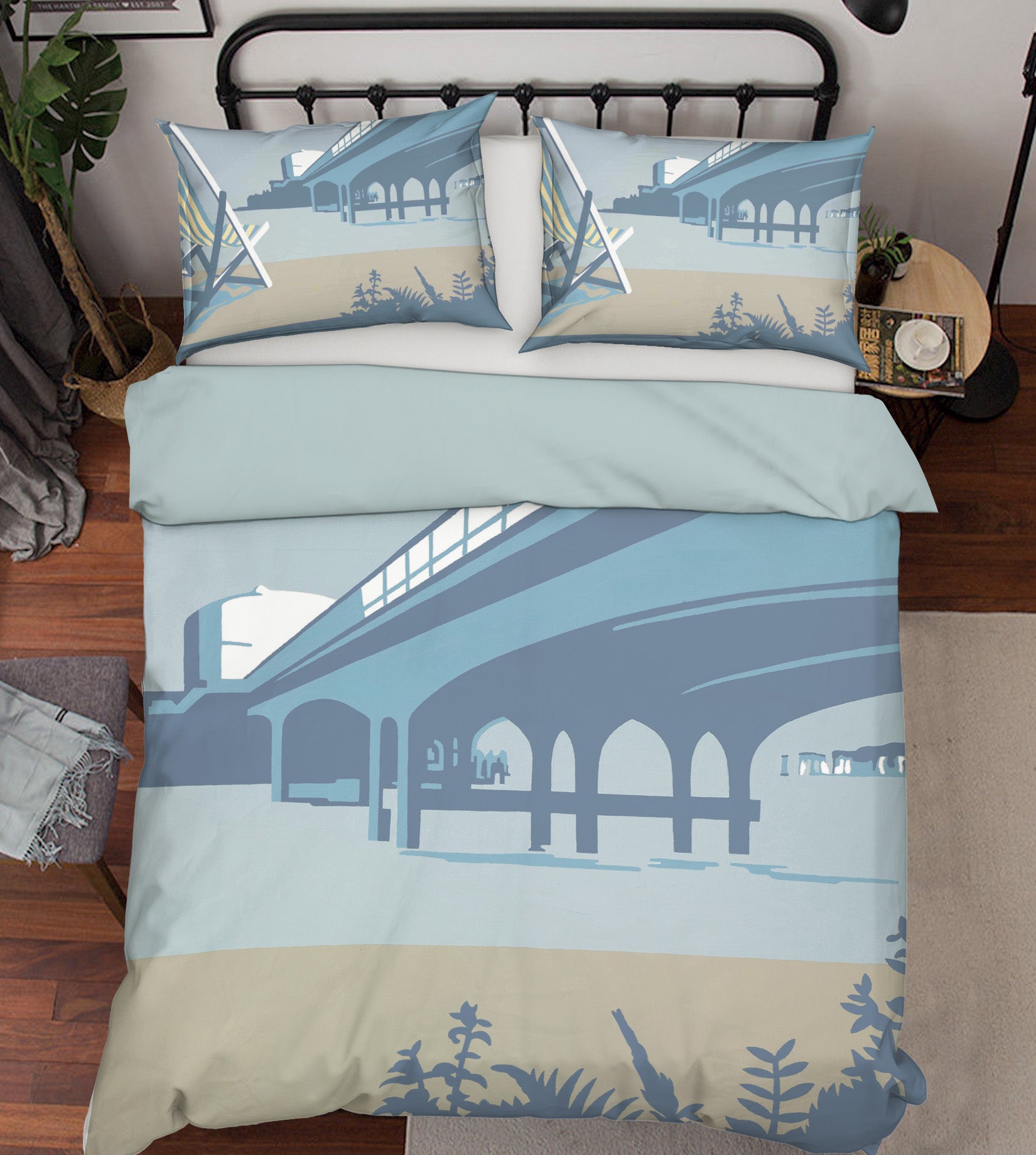 3D Bournemouth Pier And Deckchairs 2006 Steve Read Bedding Bed Pillowcases Quilt