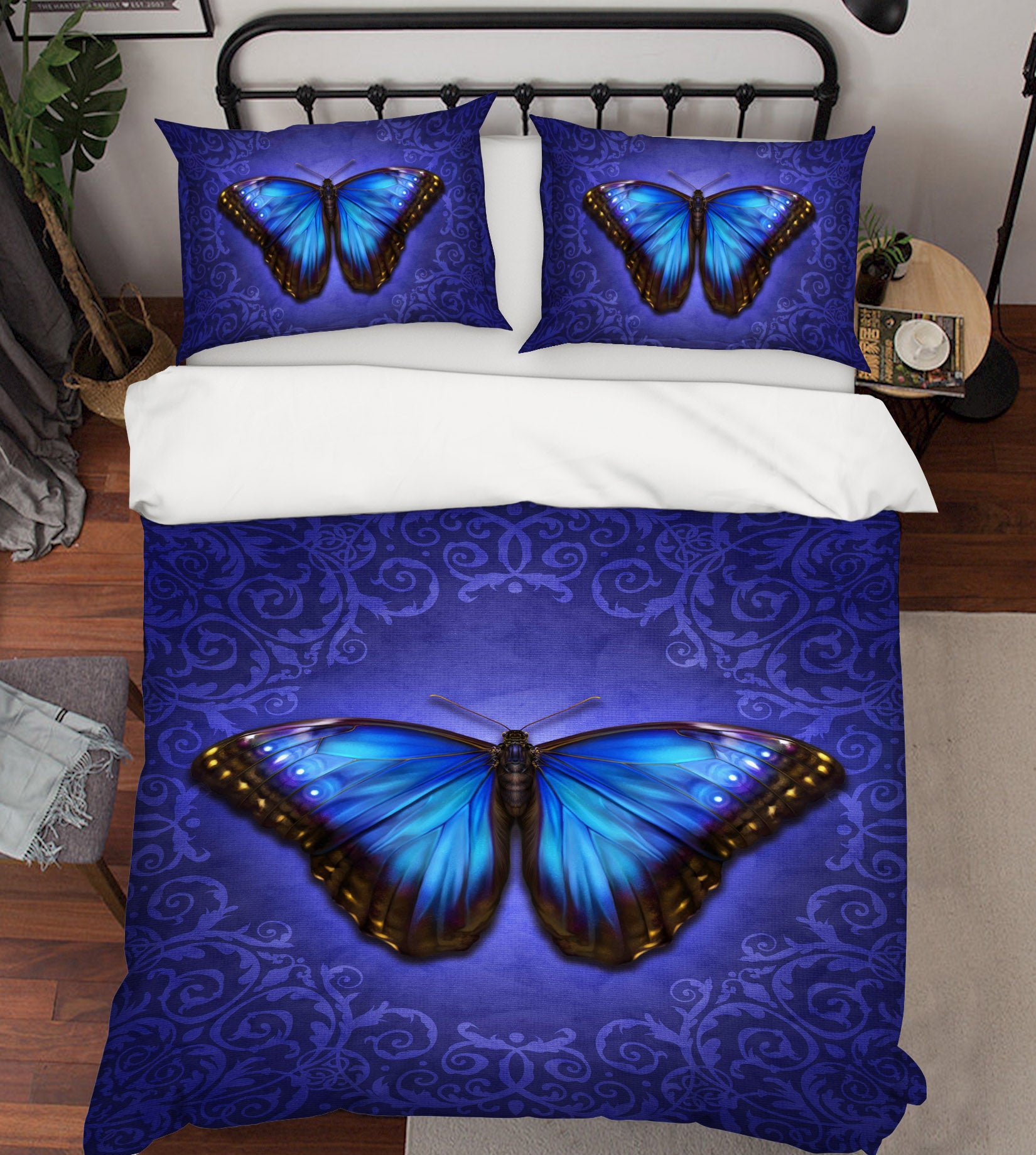 3D Blue Purple Butterfly 8837 Brigid Ashwood Bedding Bed Pillowcases Quilt Cover Duvet Cover