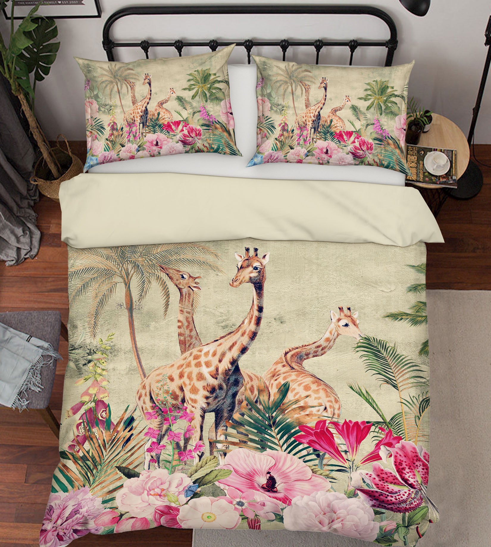 3D Giraffe Flower 037 Uta Naumann Bedding Bed Pillowcases Quilt