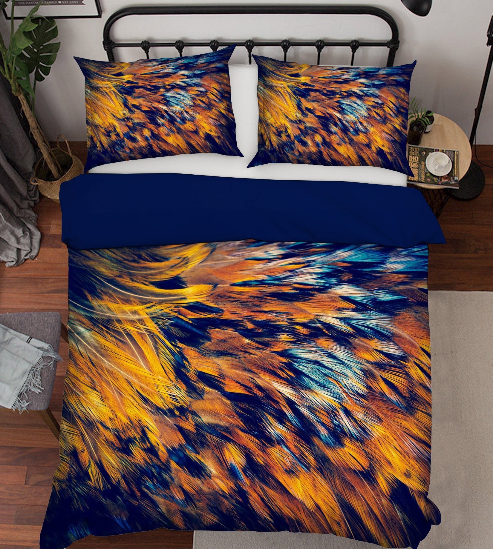 3D Open Orange Feather 010 Bed Pillowcases Quilt Wallpaper AJ Wallpaper 
