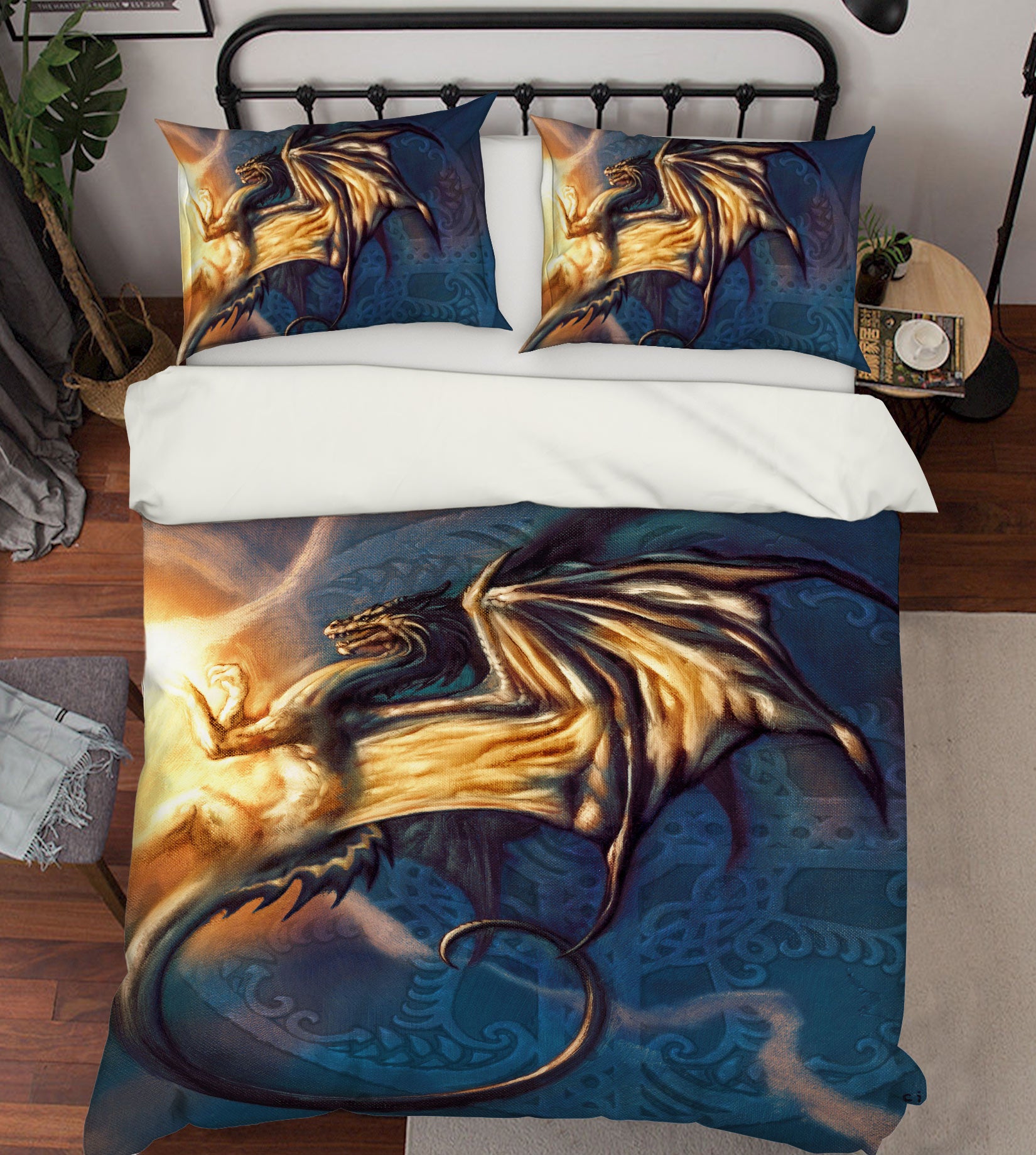 3D Fire Dragon 7023 Ciruelo Bedding Bed Pillowcases Quilt