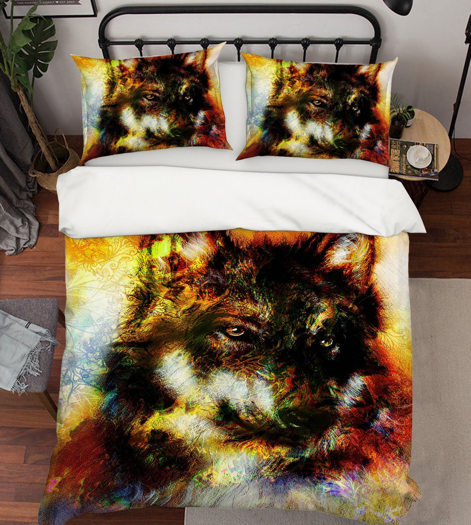 3D Oil Painting Wolf 120 Bed Pillowcases Quilt