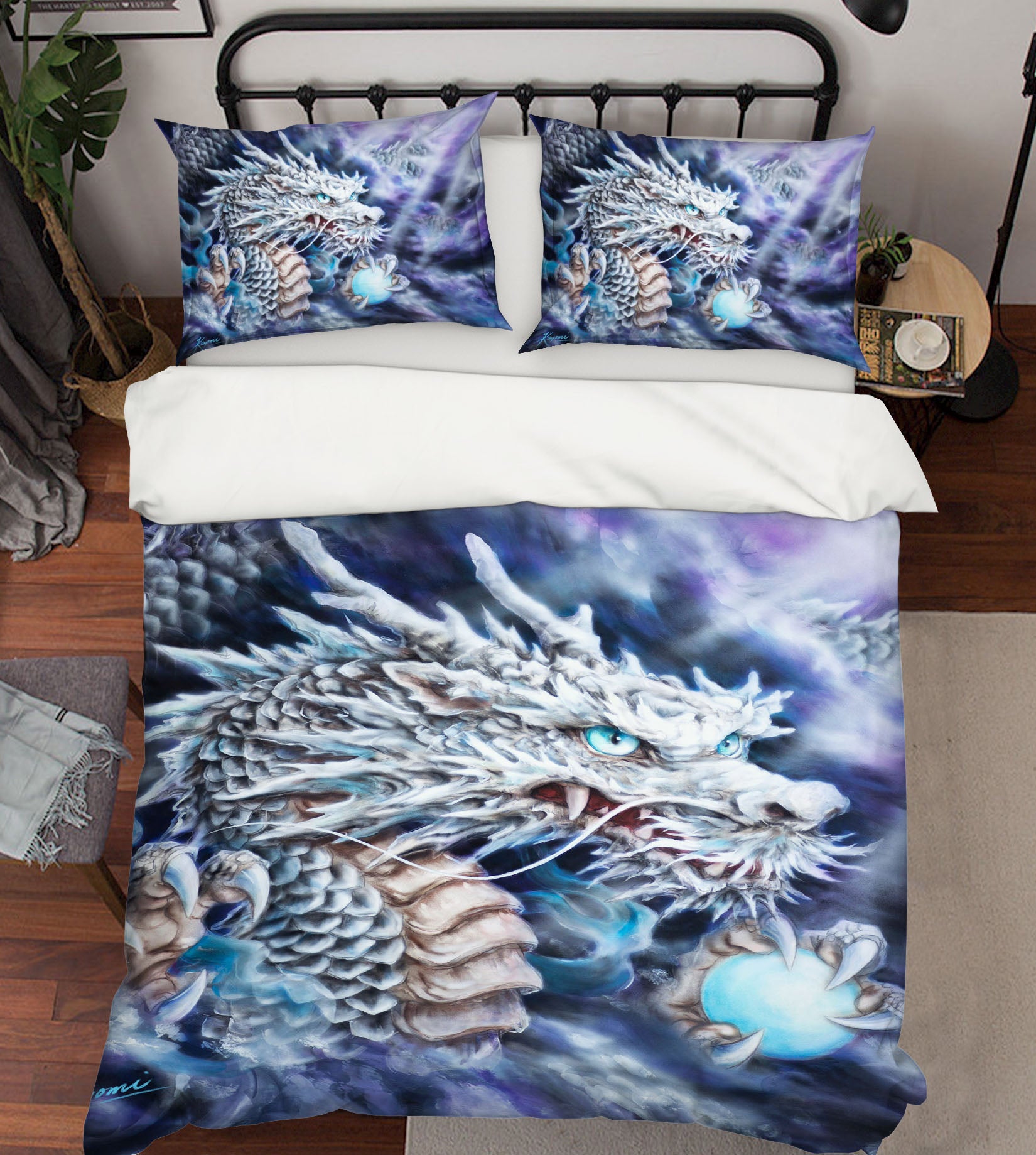 3D White Dragon 5966 Kayomi Harai Bedding Bed Pillowcases Quilt Cover Duvet Cover