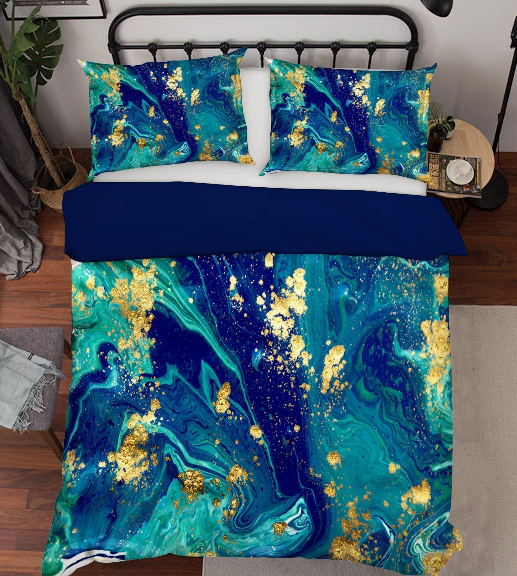 3D Gold Powder Scattered 020 Bed Pillowcases Quilt Wallpaper AJ Wallpaper 