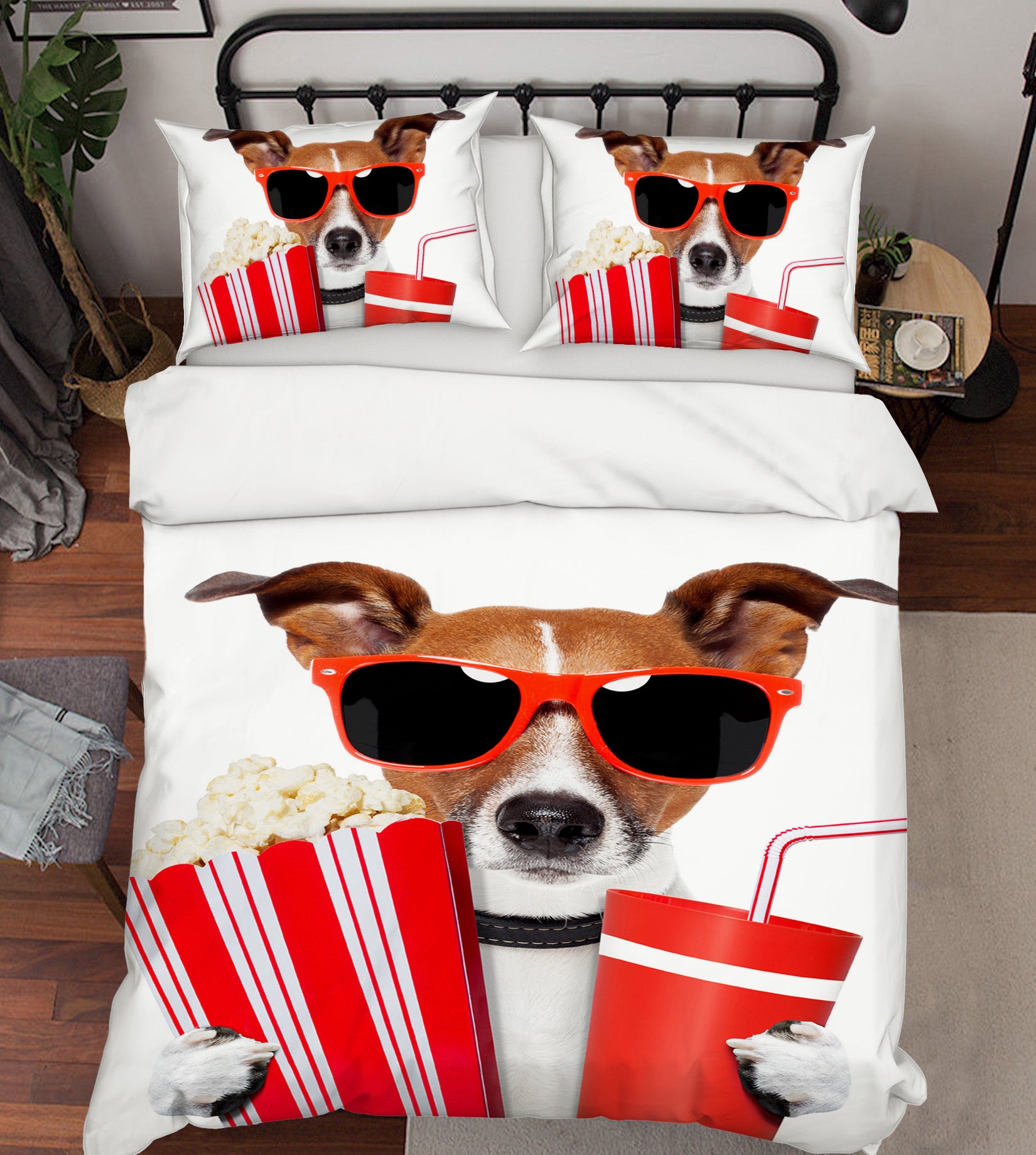 3D Puppy Glasses 006 Bed Pillowcases Quilt
