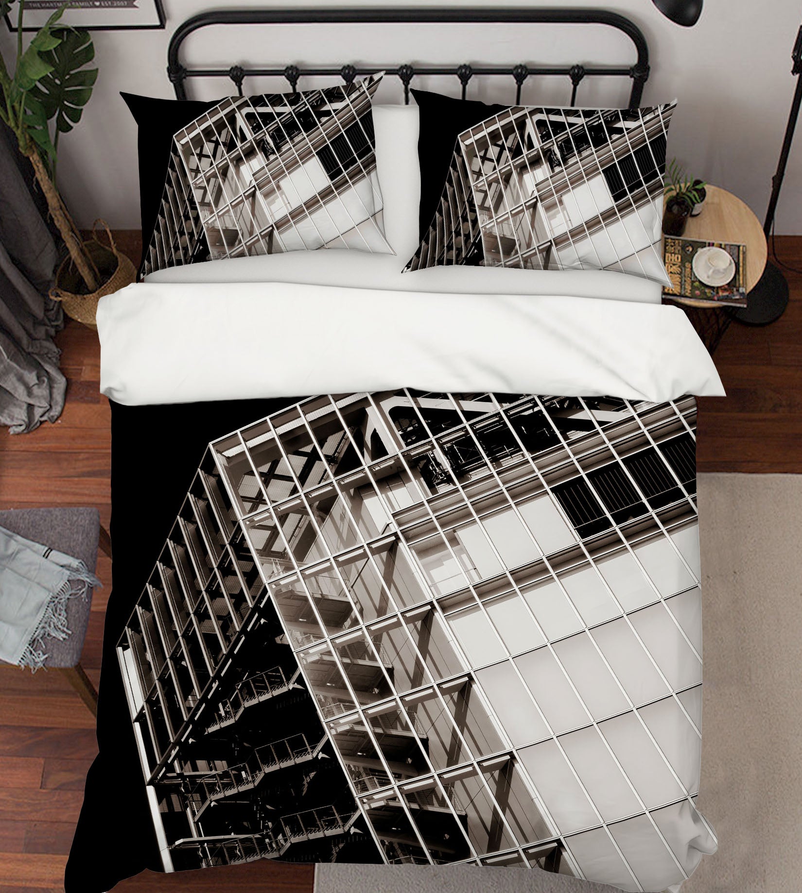 3D Tilted Building 2008 Noirblanc777 Bedding Bed Pillowcases Quilt