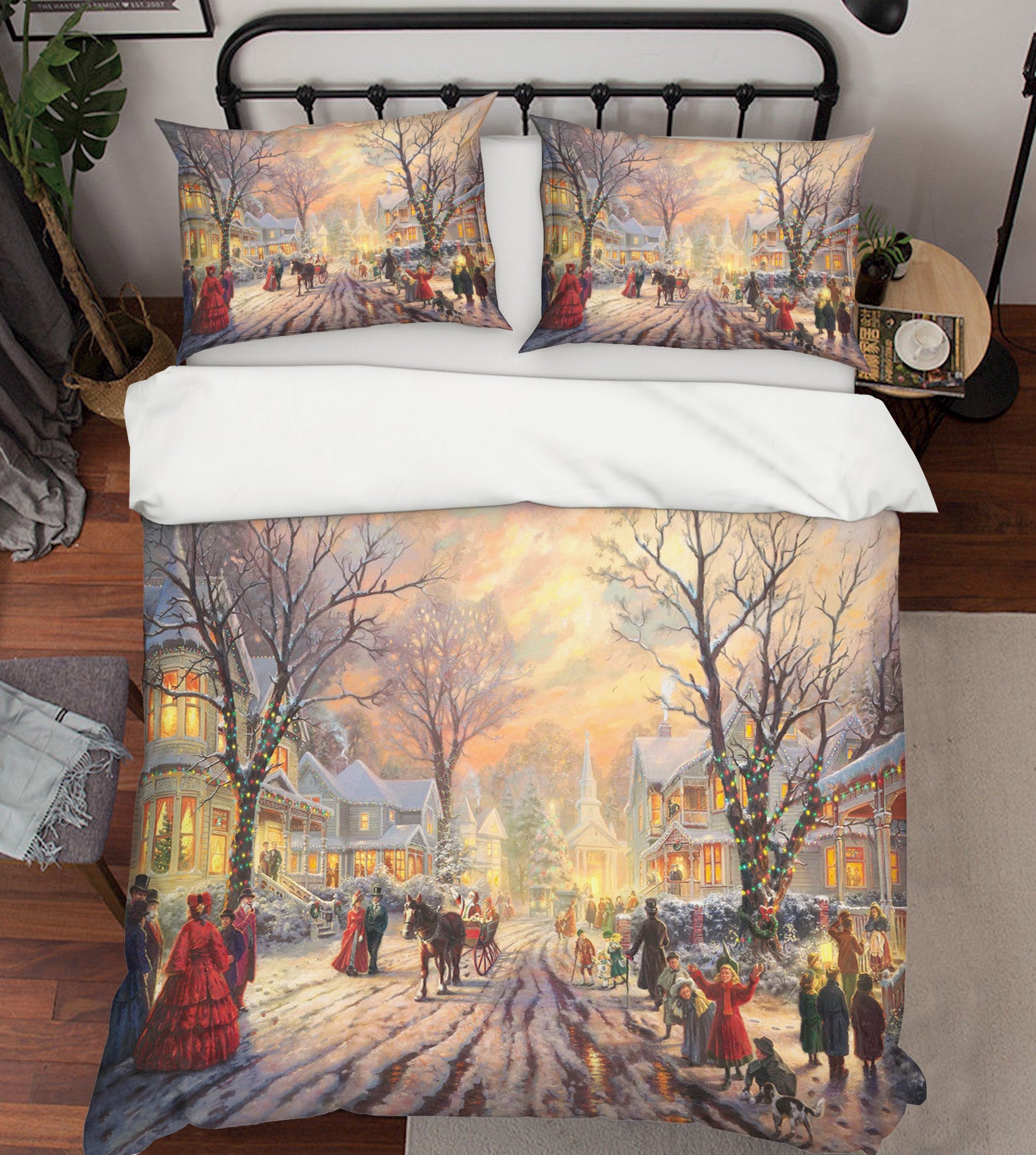 3D Street Crowd Branches 31098 Christmas Quilt Duvet Cover Xmas Bed Pillowcases