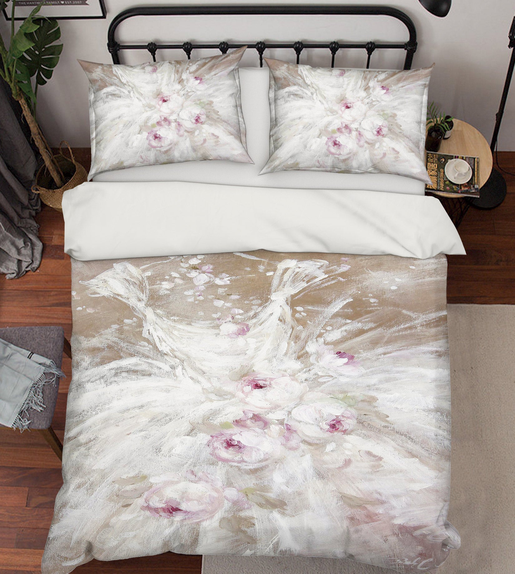 3D White Gauze Skirt Flowers 2150 Debi Coules Bedding Bed Pillowcases Quilt