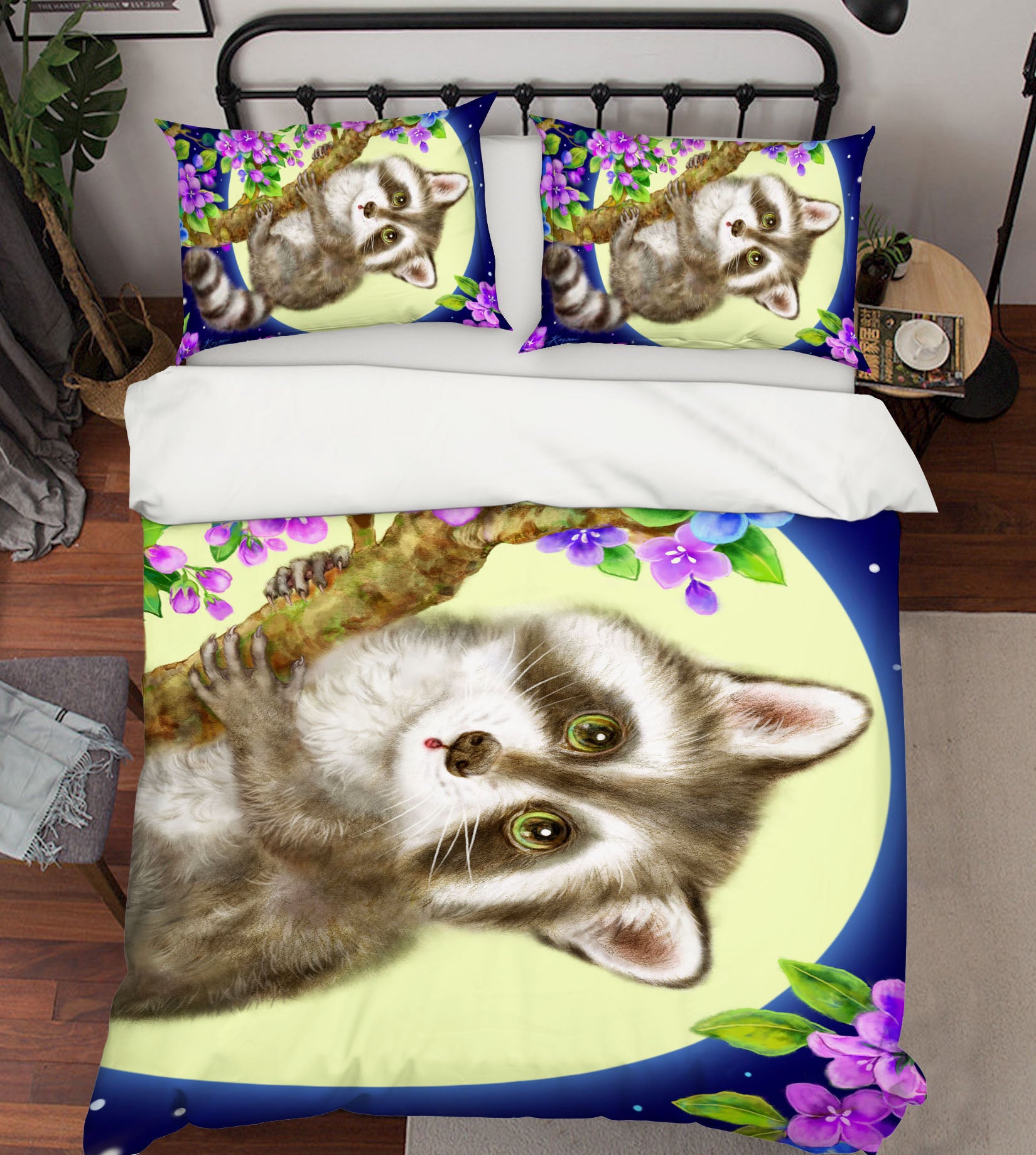 3D Flower Moon Tanuki 5954 Kayomi Harai Bedding Bed Pillowcases Quilt Cover Duvet Cover