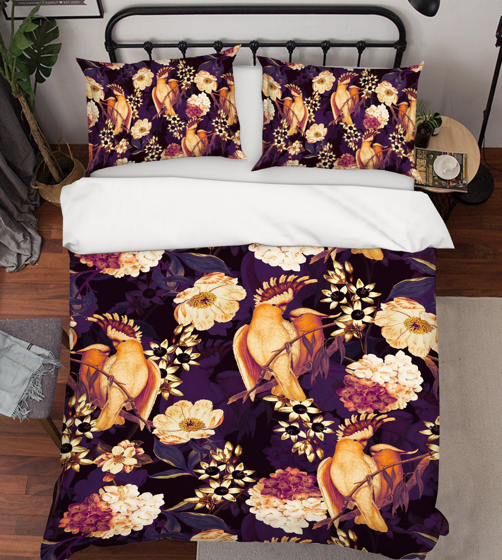 3D Orange Parrot Flower 115 Uta Naumann Bedding Bed Pillowcases Quilt