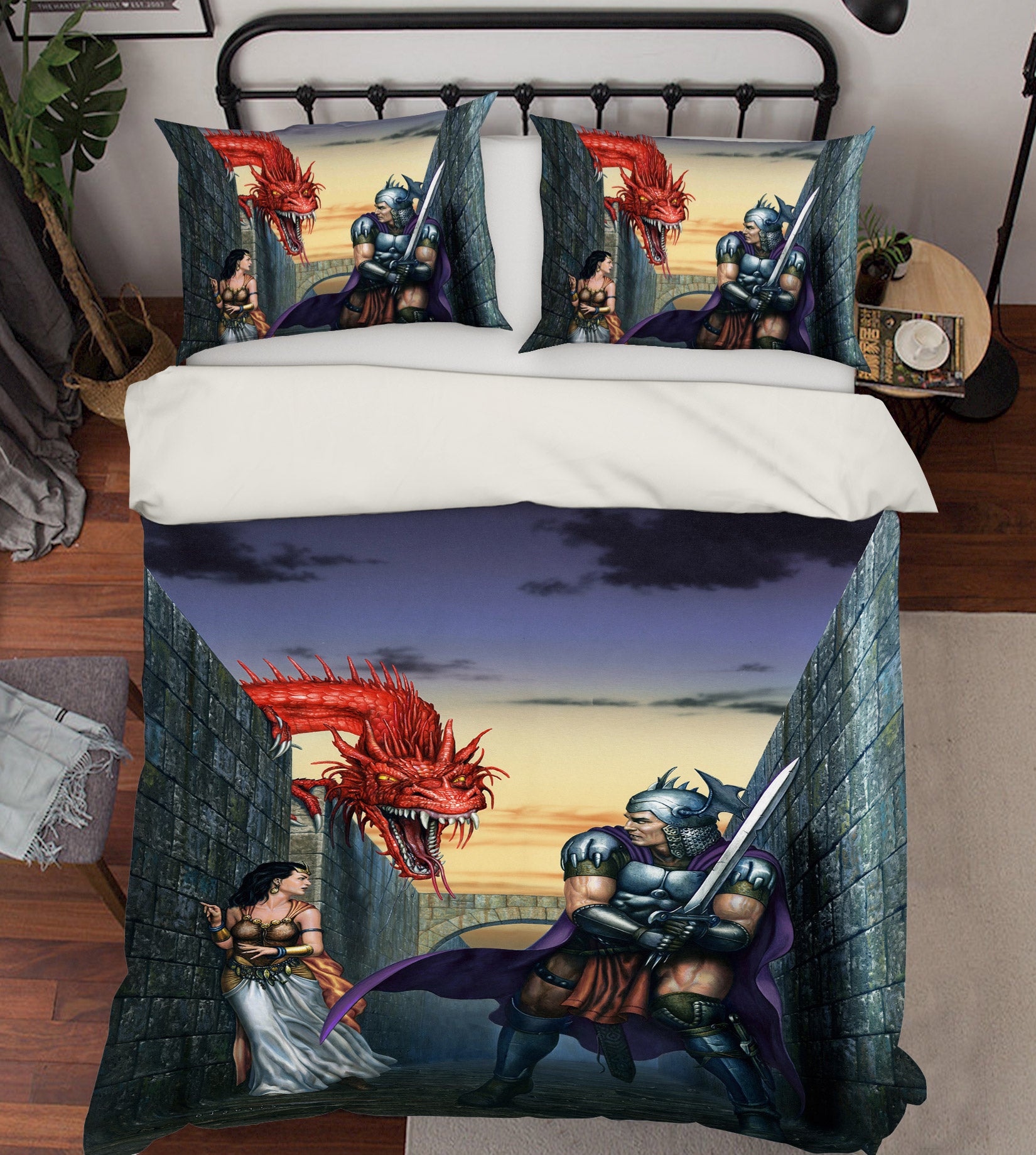 3D Dragon Soldier Woman 6183 Ciruelo Bedding Bed Pillowcases Quilt