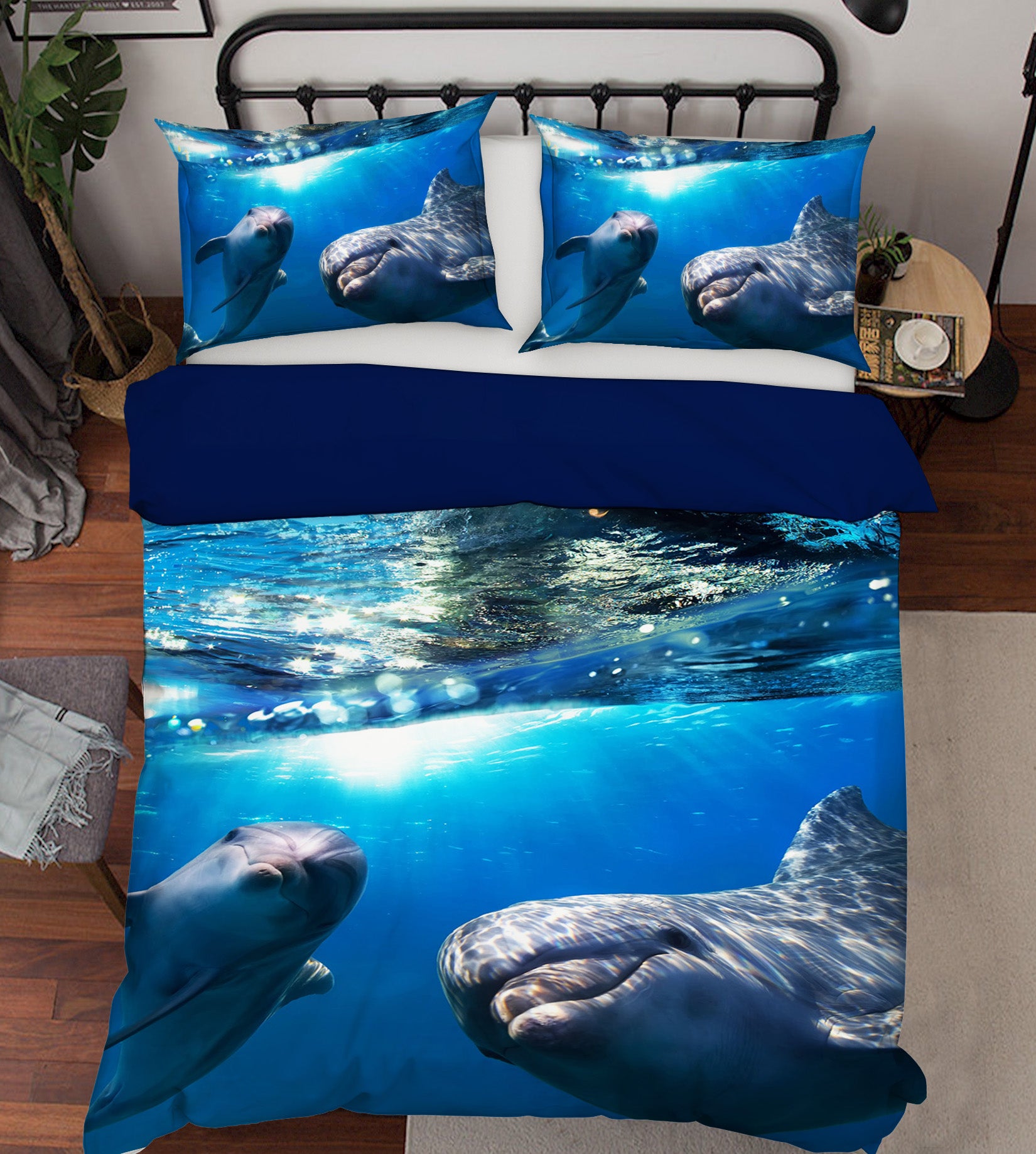 3D Cute Dolphin 038 Bed Pillowcases Quilt
