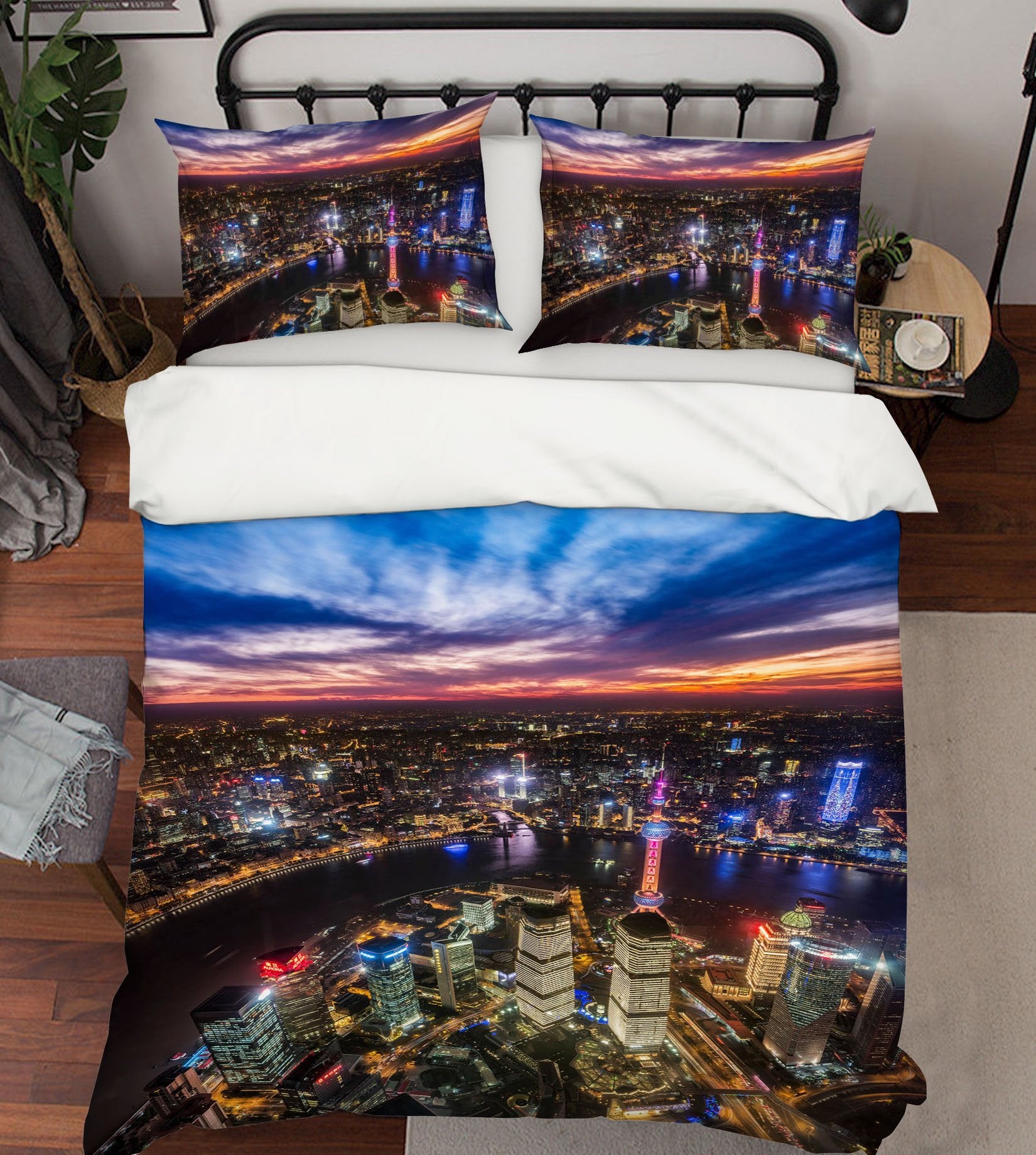 3D Aerial Night Scene 2146 Marco Carmassi Bedding Bed Pillowcases Quilt Quiet Covers AJ Creativity Home 