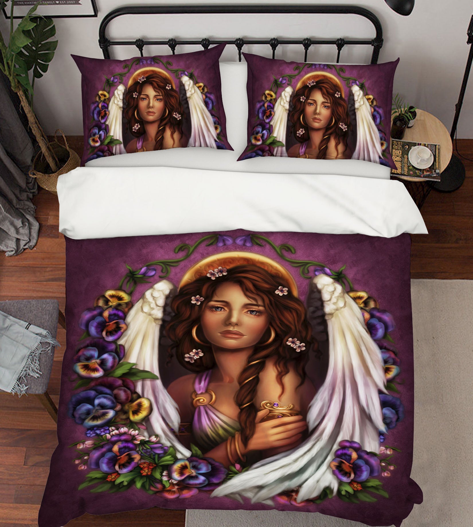 3D Purple Flower Angel 8847 Brigid Ashwood Bedding Bed Pillowcases Quilt Cover Duvet Cover