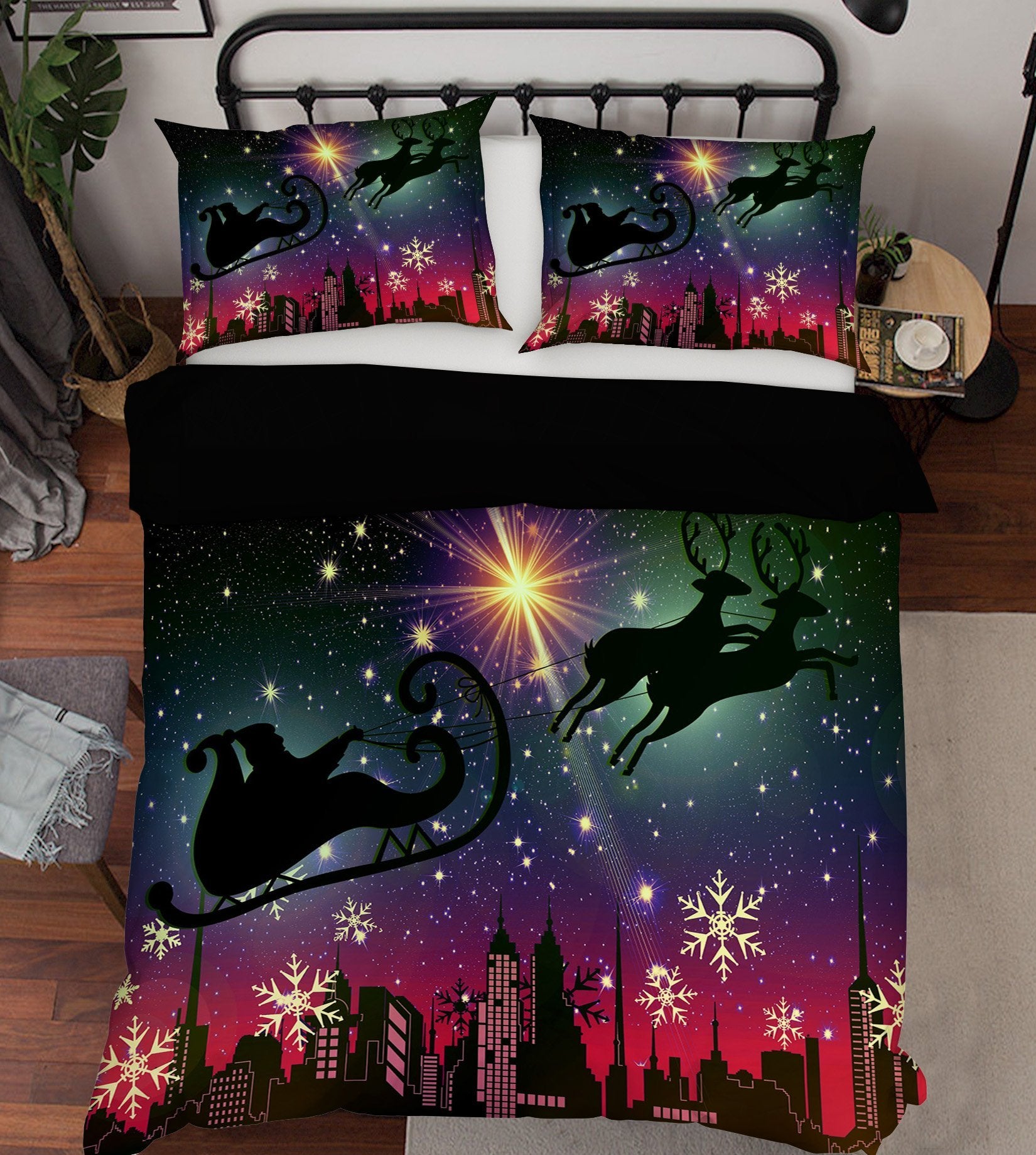 3D Christmas Night Sled 13 Bed Pillowcases Quilt Quiet Covers AJ Creativity Home 