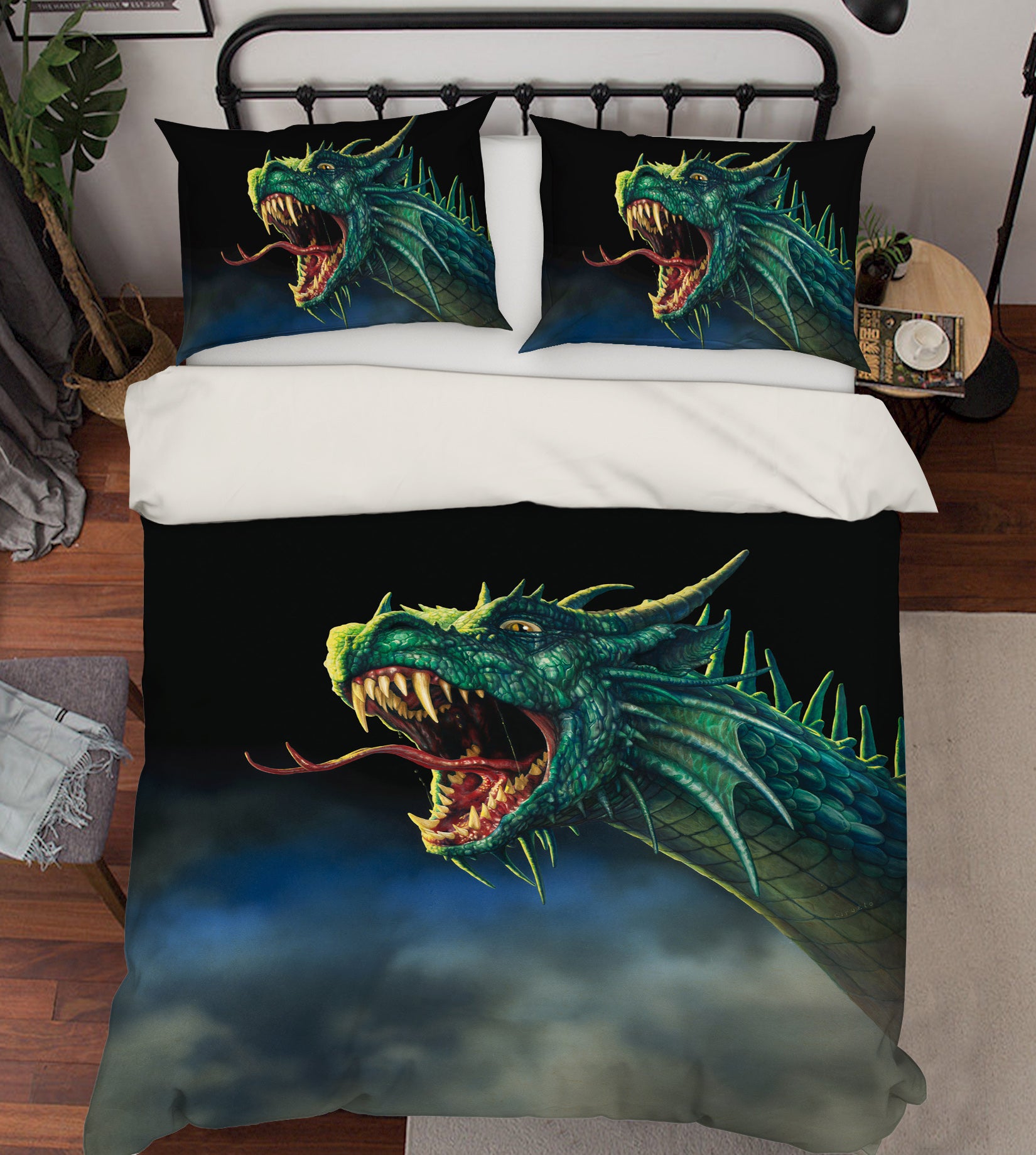 3D Green Dragon 6178 Ciruelo Bedding Bed Pillowcases Quilt
