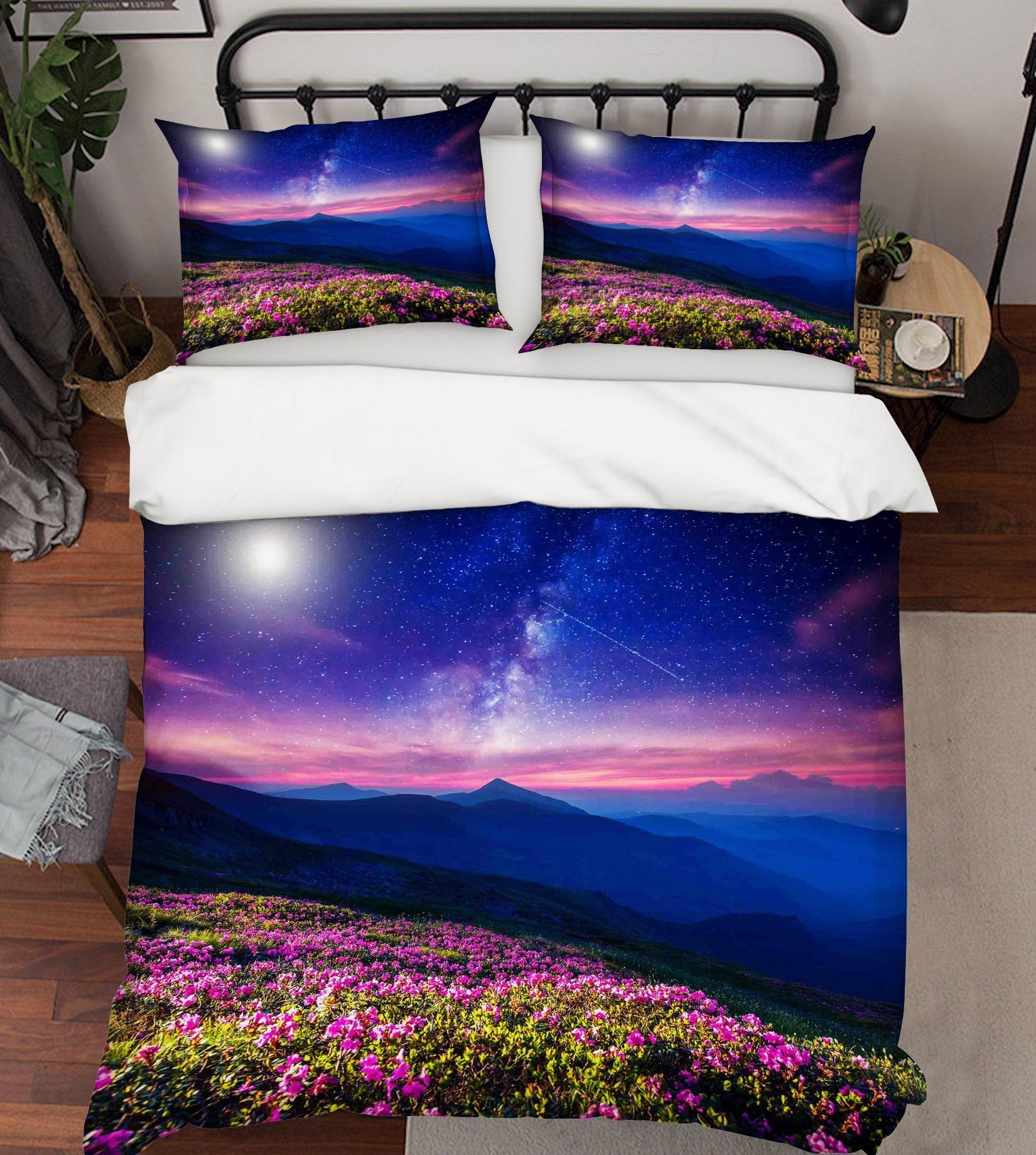 3D Moon Flower Field 160 Bed Pillowcases Quilt Wallpaper AJ Wallpaper 
