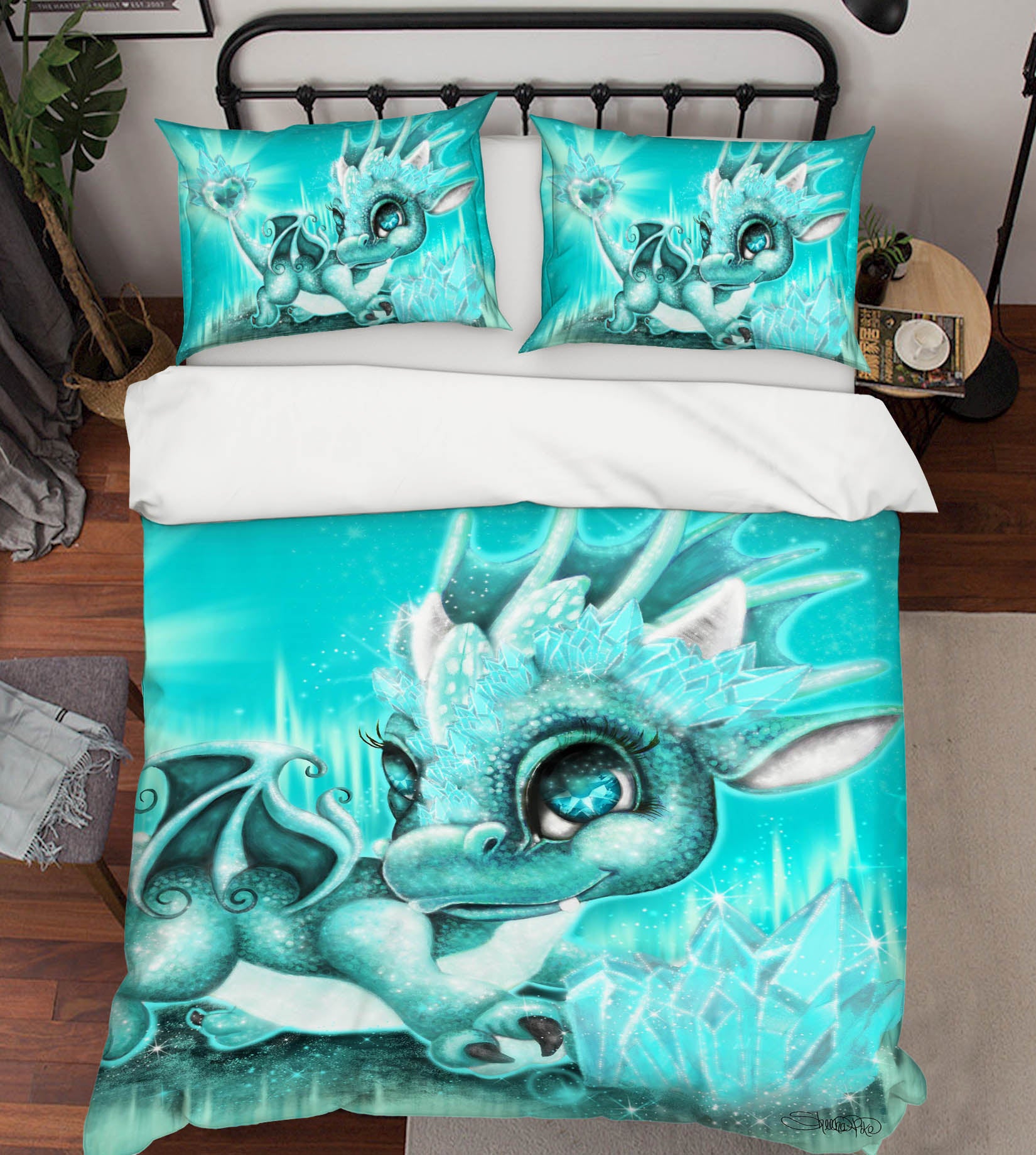 3D Blue Crystal Dragon 8571 Sheena Pike Bedding Bed Pillowcases Quilt Cover Duvet Cover