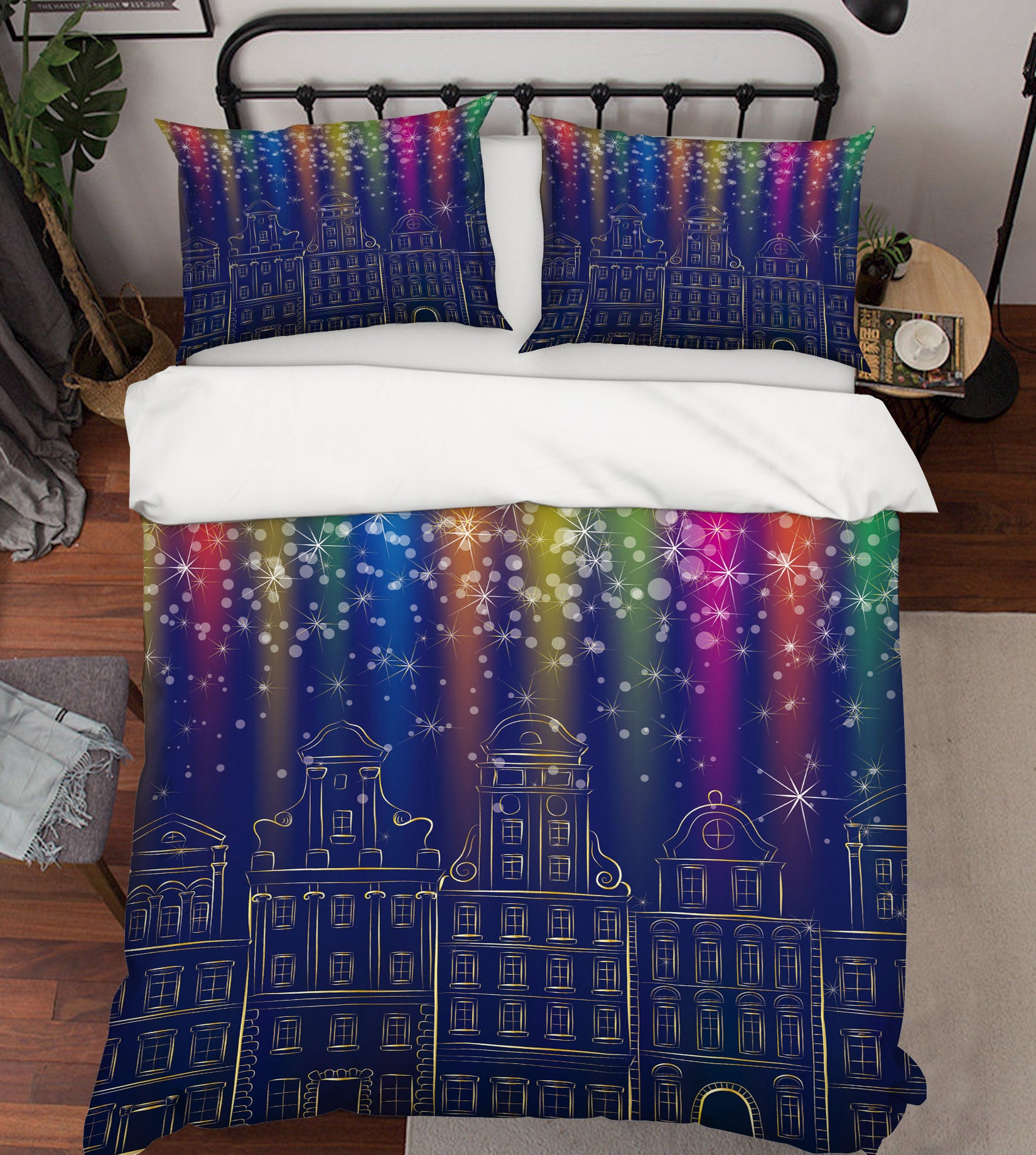 3D Colorful Light Houses 52218 Christmas Quilt Duvet Cover Xmas Bed Pillowcases