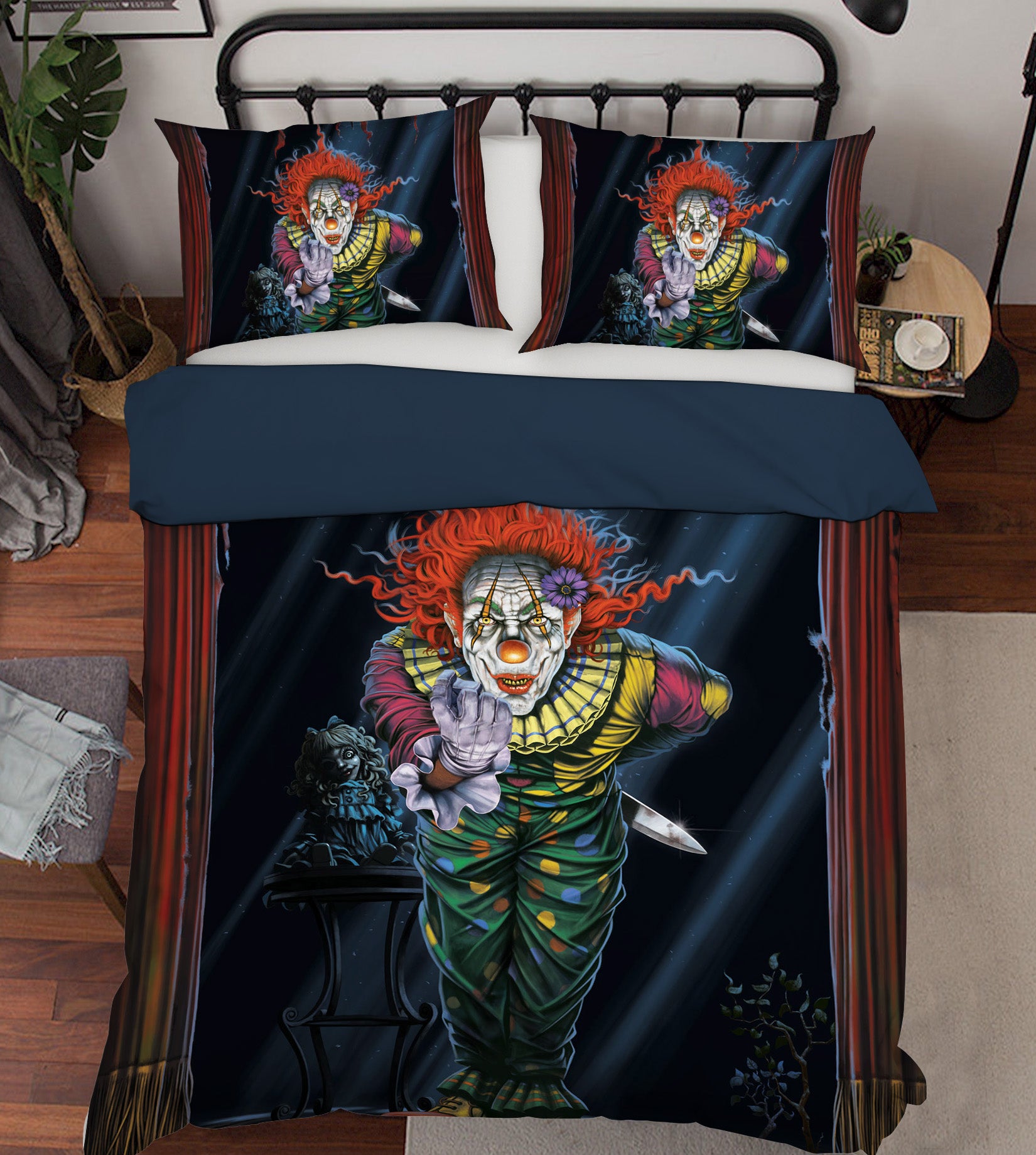 3D Surprise Clown 085 Bed Pillowcases Quilt Exclusive Designer Vincent