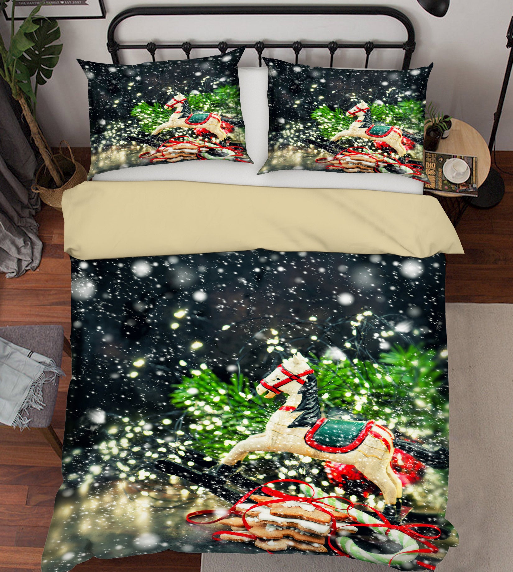 3D Snow Trojan Horse 52127 Christmas Quilt Duvet Cover Xmas Bed Pillowcases