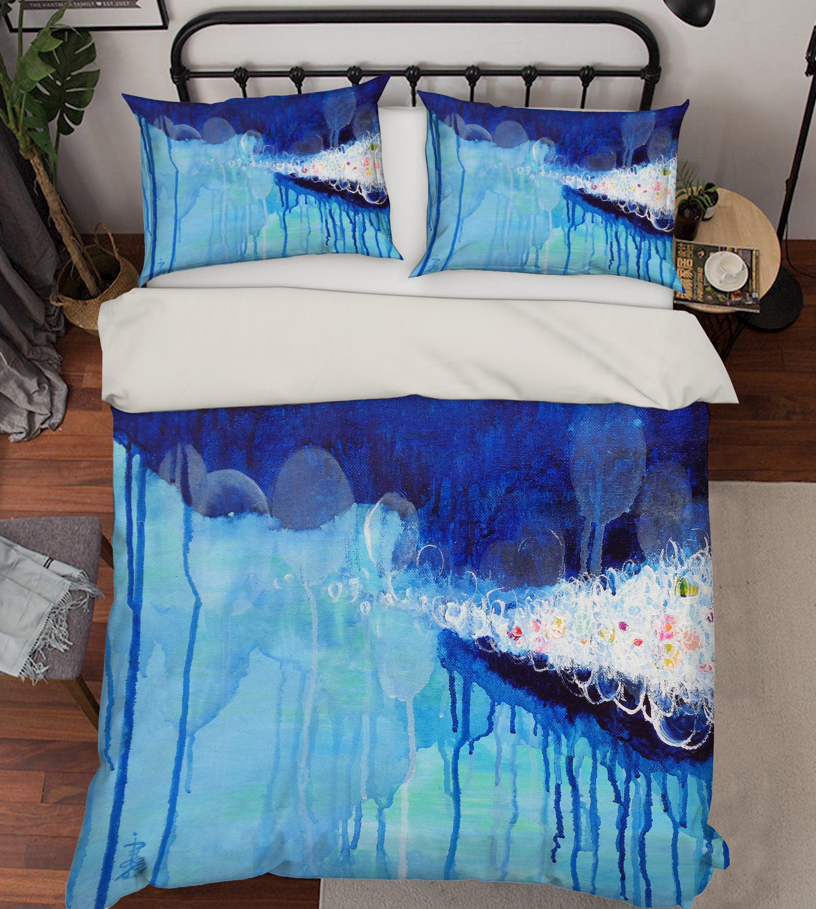 3D Flowing Watercolor 1121 Misako Chida Bedding Bed Pillowcases Quilt