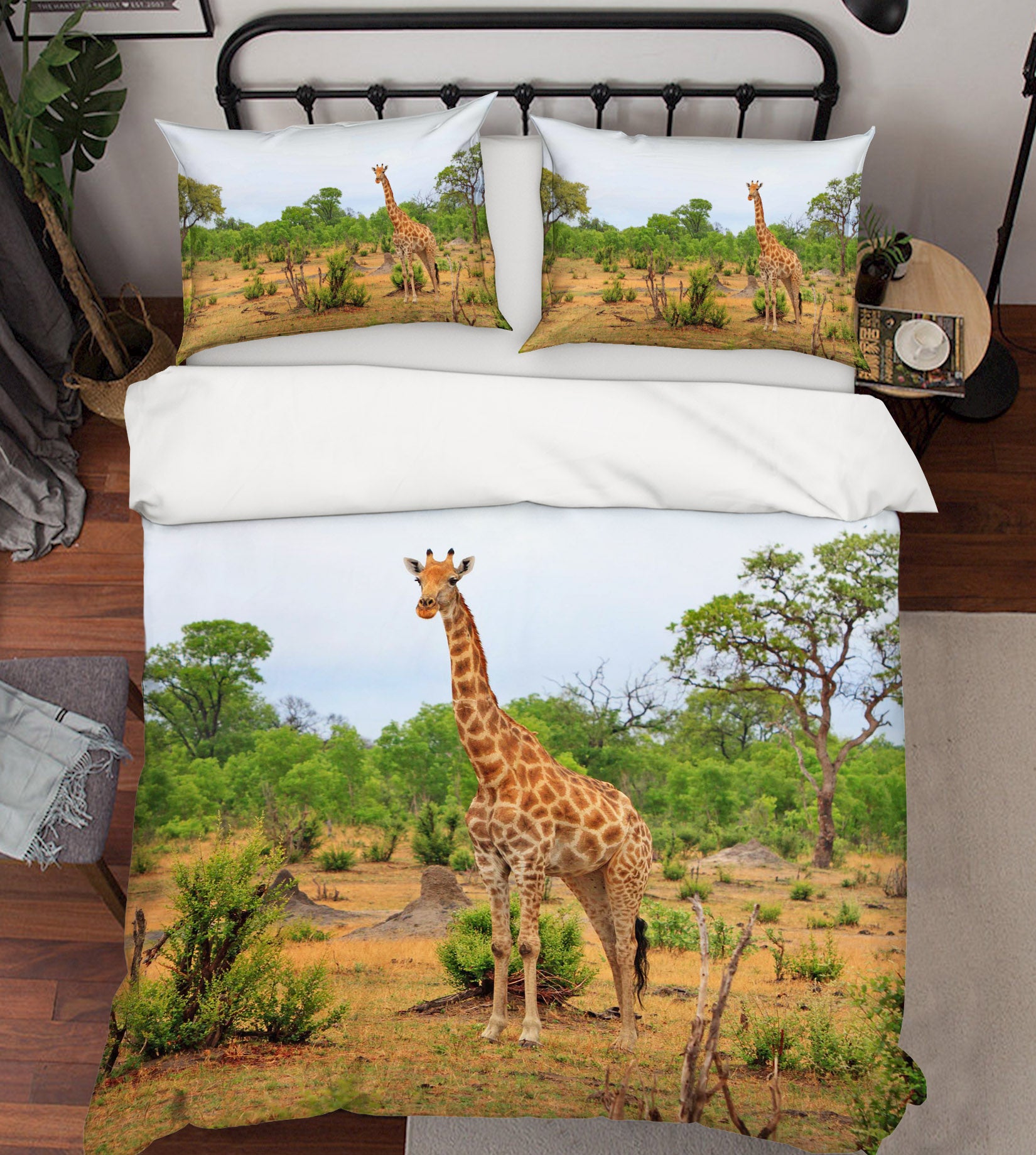 3D Giraffe Tree 130 Bed Pillowcases Quilt